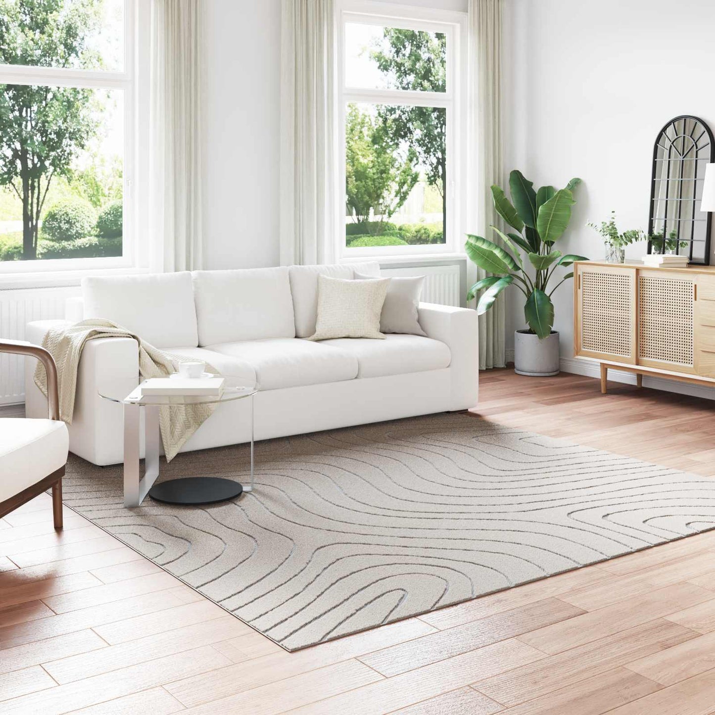 Vloerkleden Vierkant PALMERAS Crème 240 x 240 cm Polyester is nu te koop bij PeponiXL, paradijselijk wonen!