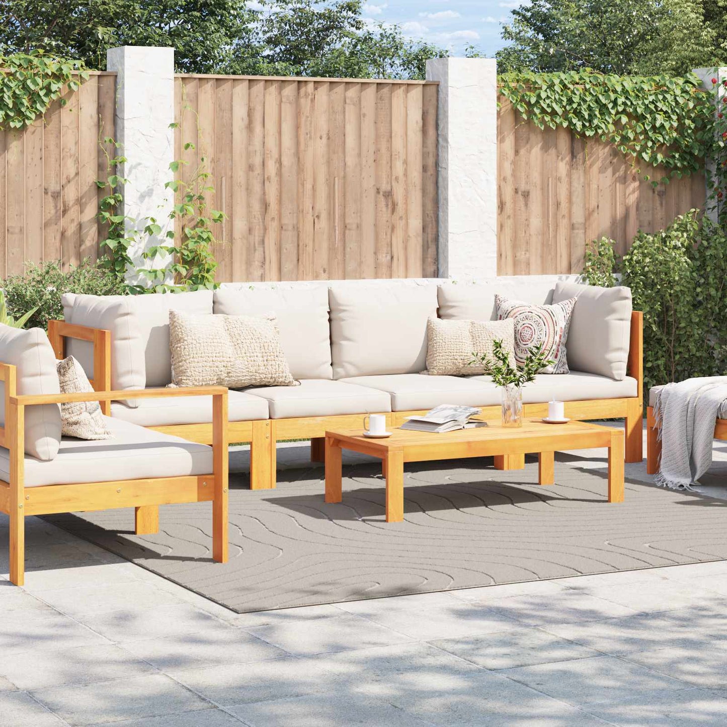 Vloerkleden Vierkant PALMERAS Crème 240 x 240 cm Polyester is nu te koop bij PeponiXL, paradijselijk wonen!