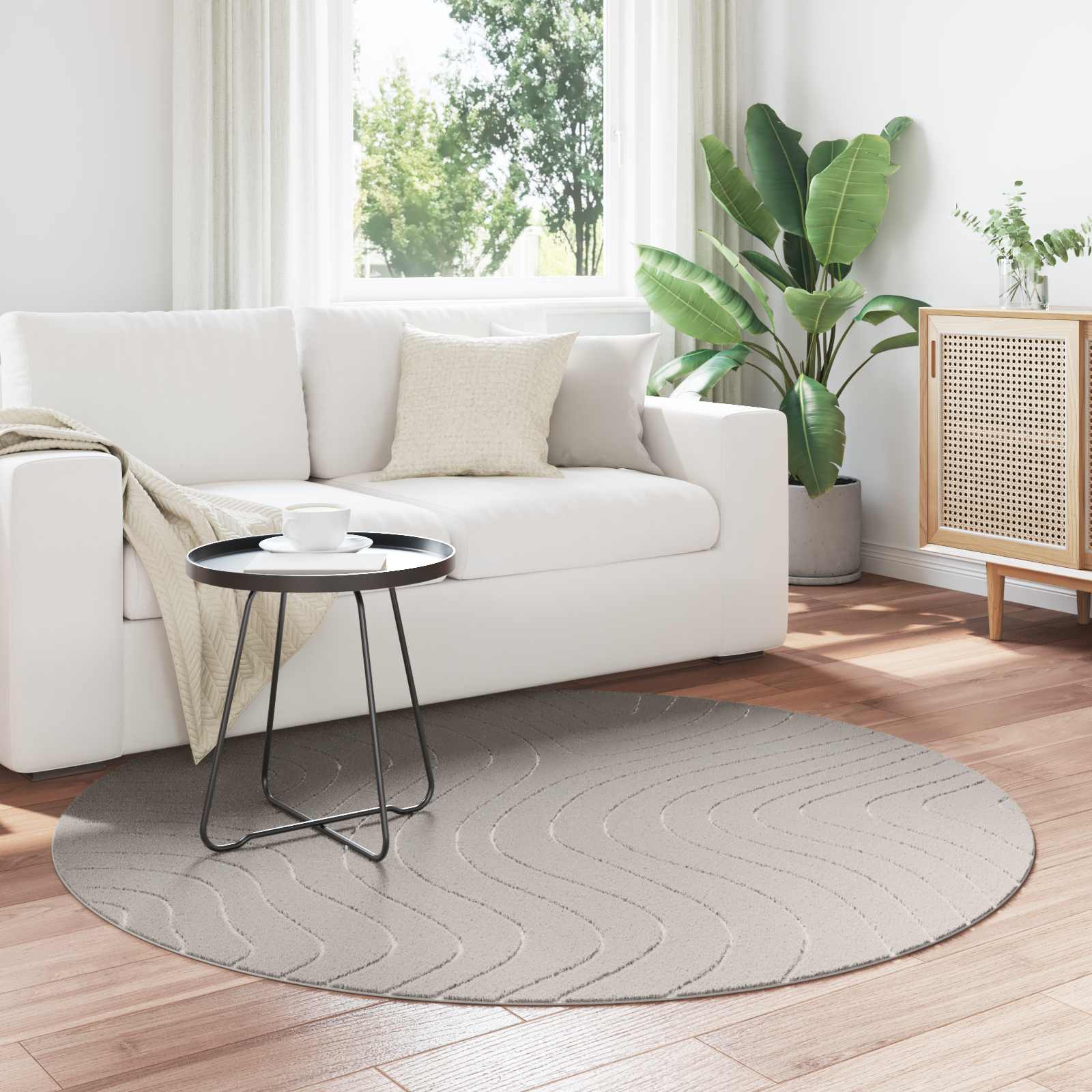 Vloerkleden Rond PALMERAS Crème Ø 160 CM Polyester is nu te koop bij PeponiXL, paradijselijk wonen!