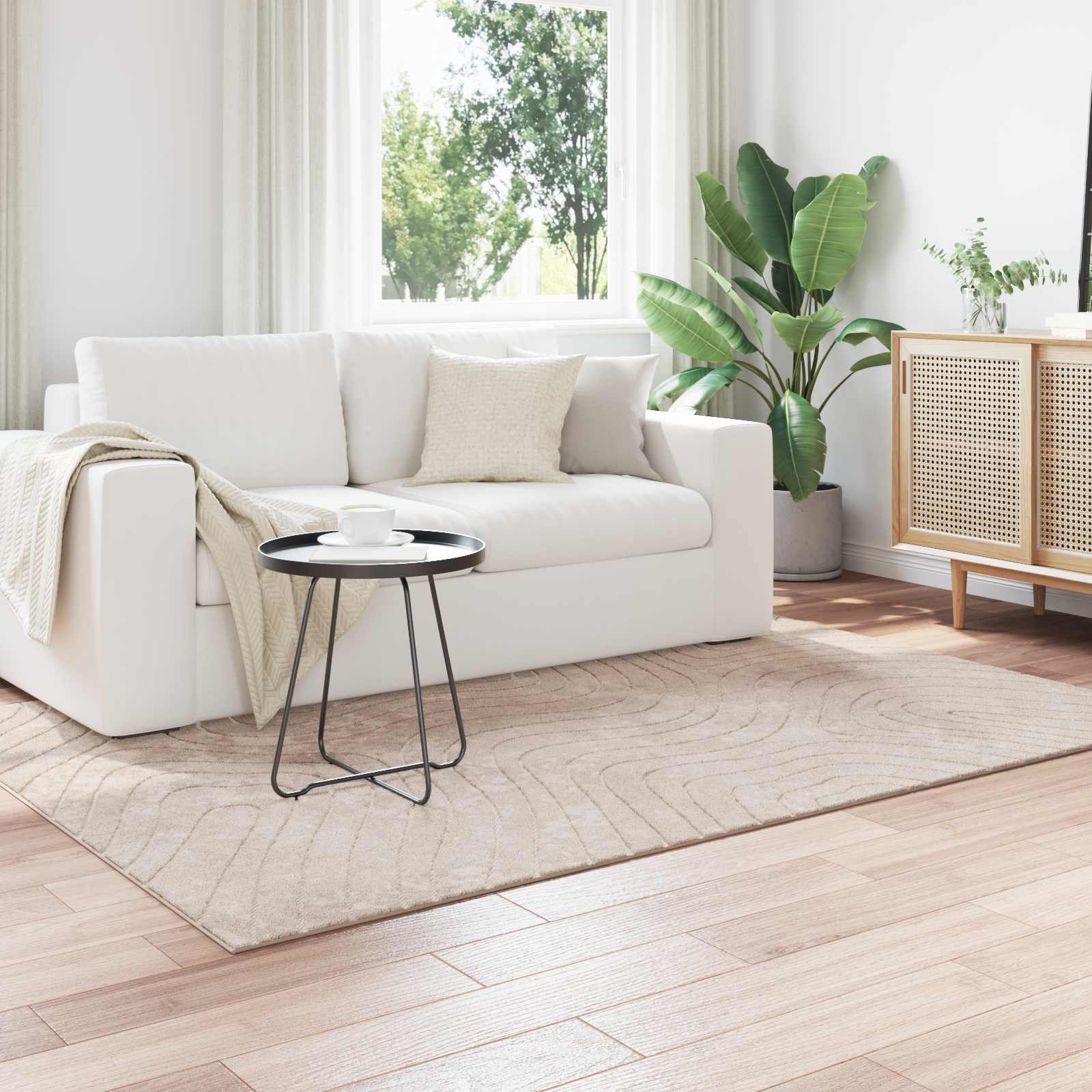 Vloerkleden Rechthoekig PALMERAS Beige 140 x 200 cm Polyester is nu te koop bij PeponiXL, paradijselijk wonen!