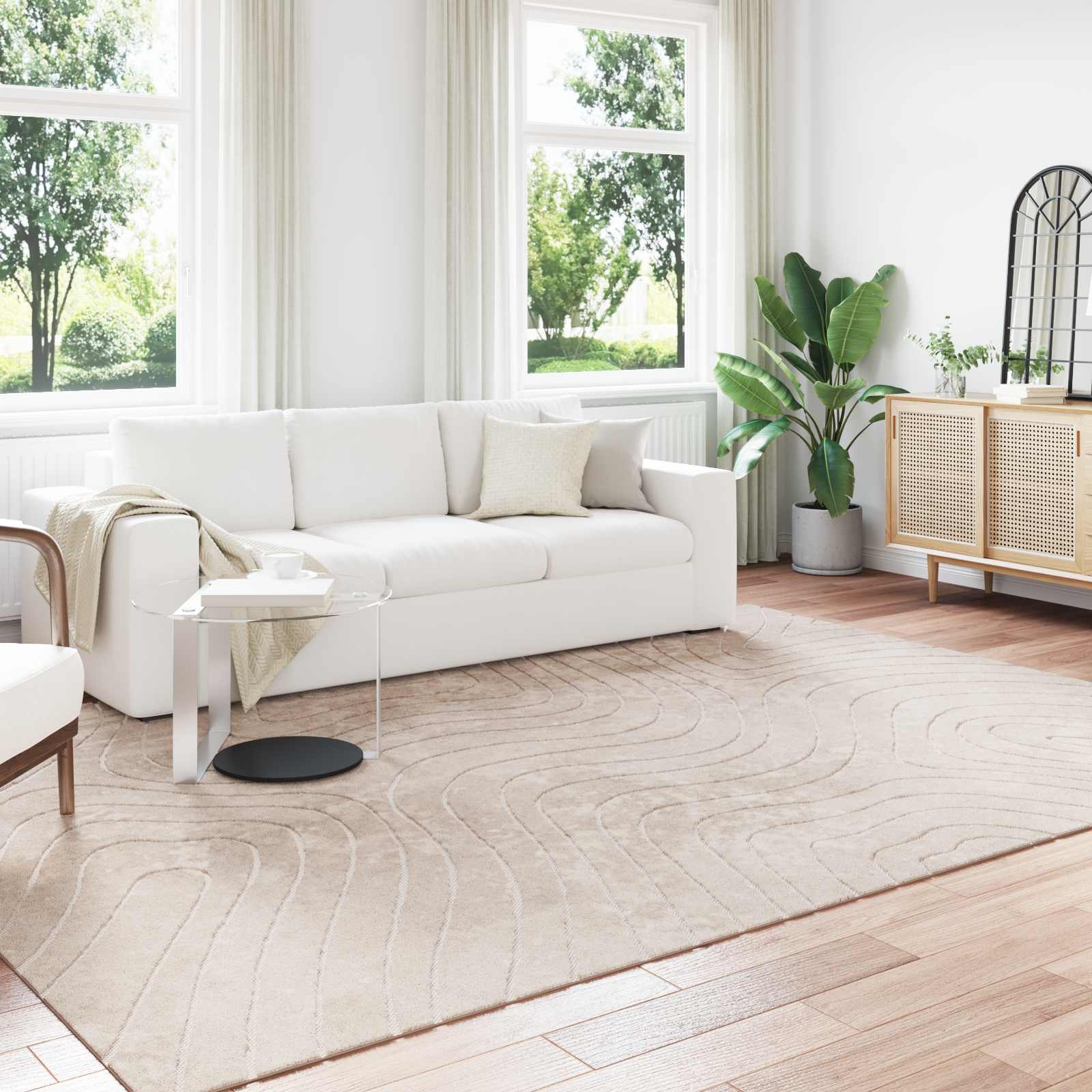 Vloerkleden Rechthoekig PALMERAS Beige 200 x 280 cm Polyester is nu te koop bij PeponiXL, paradijselijk wonen!