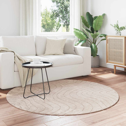 Vloerkleden Rond PALMERAS Beige Ø 200 CM Polyester is nu te koop bij PeponiXL, paradijselijk wonen!