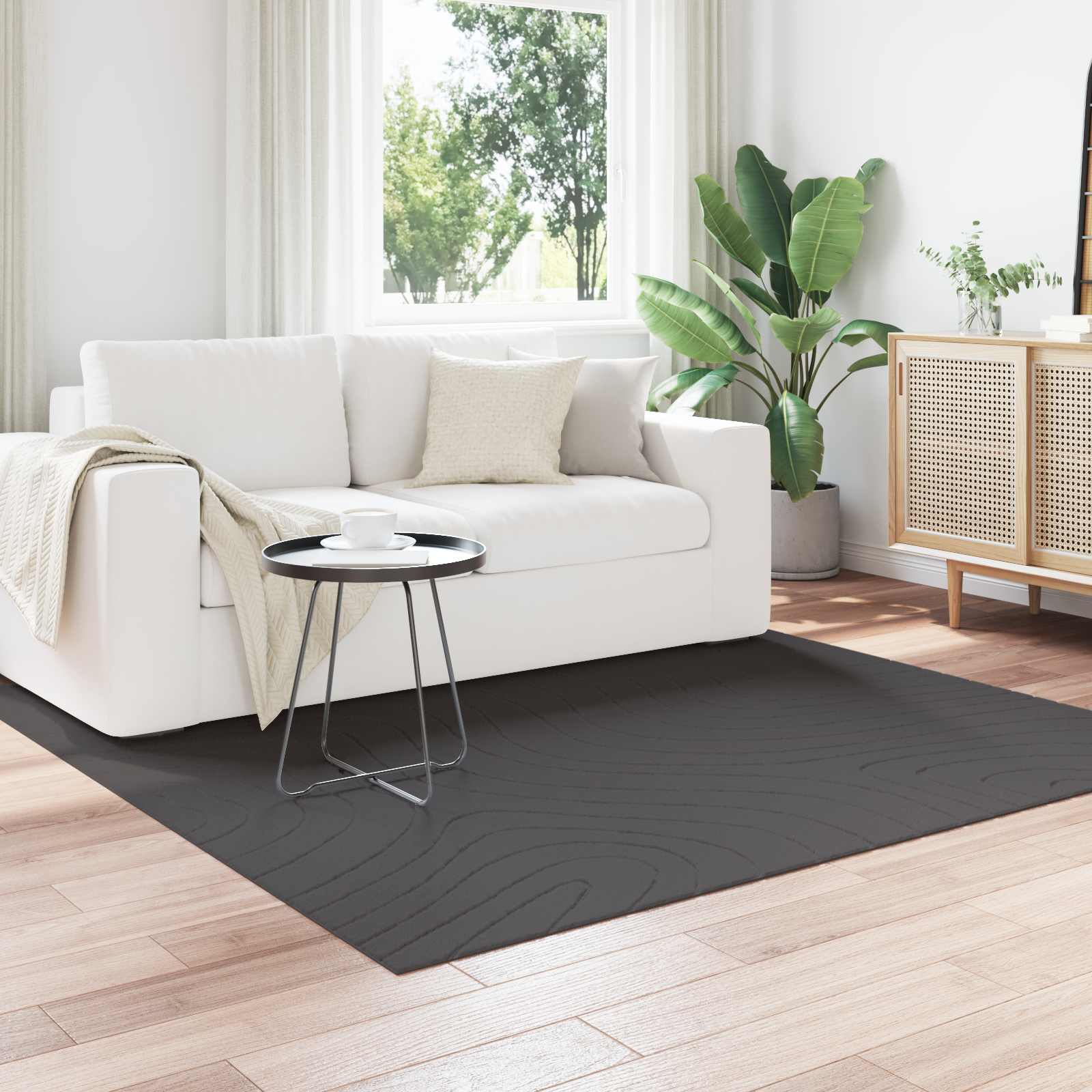 Vloerkleden Vierkant PALMERAS Antraciet 120 x 120 cm Polyester is nu te koop bij PeponiXL, paradijselijk wonen!