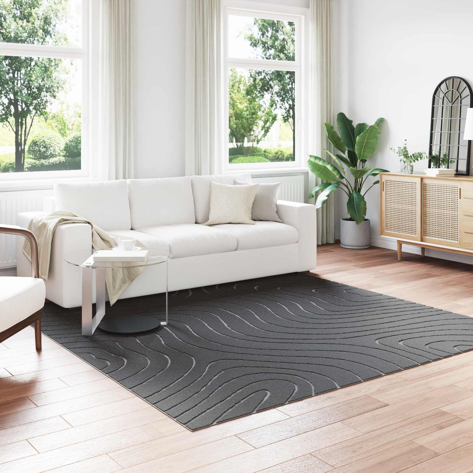 Vloerkleden Vierkant PALMERAS Antraciet 240 x 240 cm Polyester is nu te koop bij PeponiXL, paradijselijk wonen!
