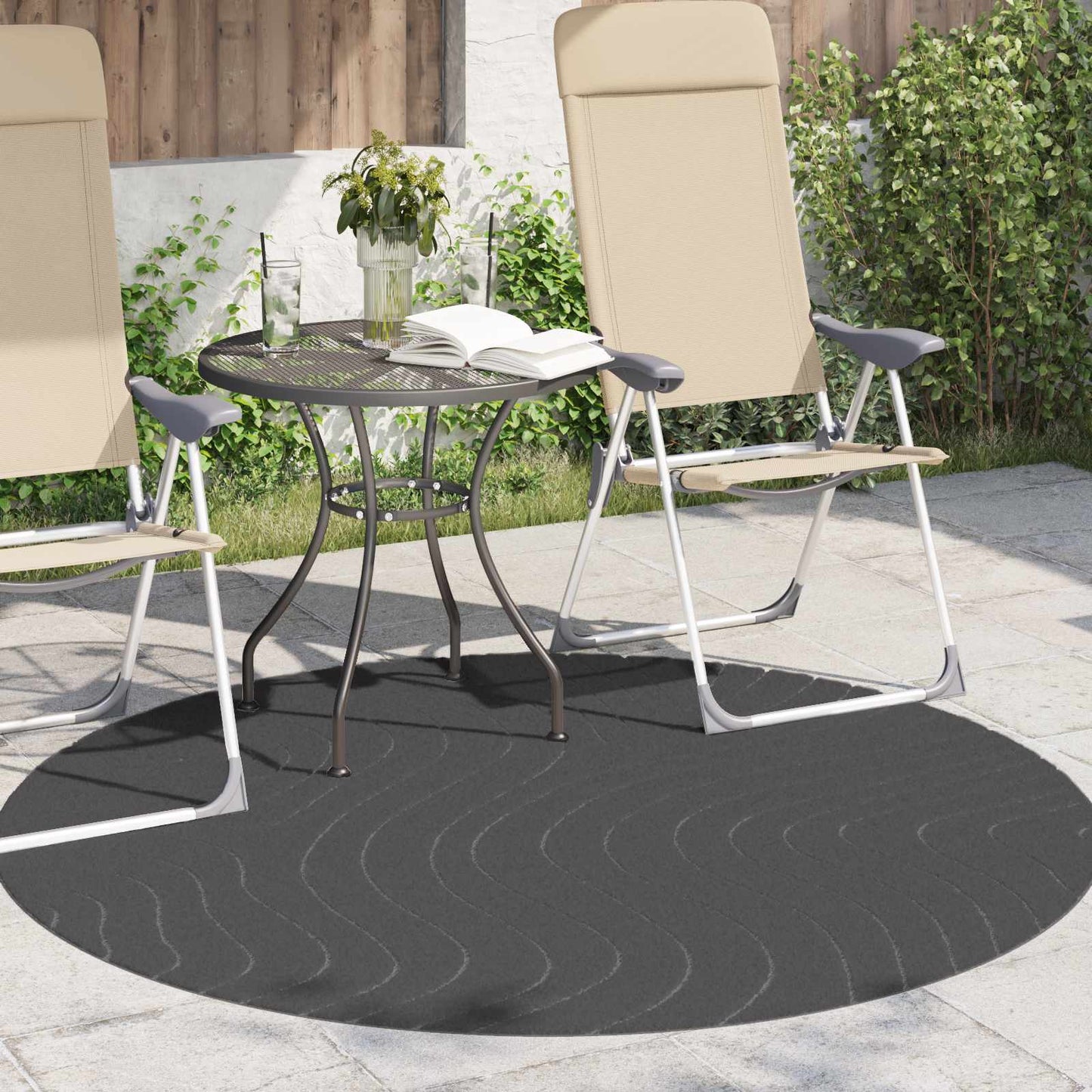 Vloerkleden Rond PALMERAS Antraciet Ø 120 CM Polyester is nu te koop bij PeponiXL, paradijselijk wonen!