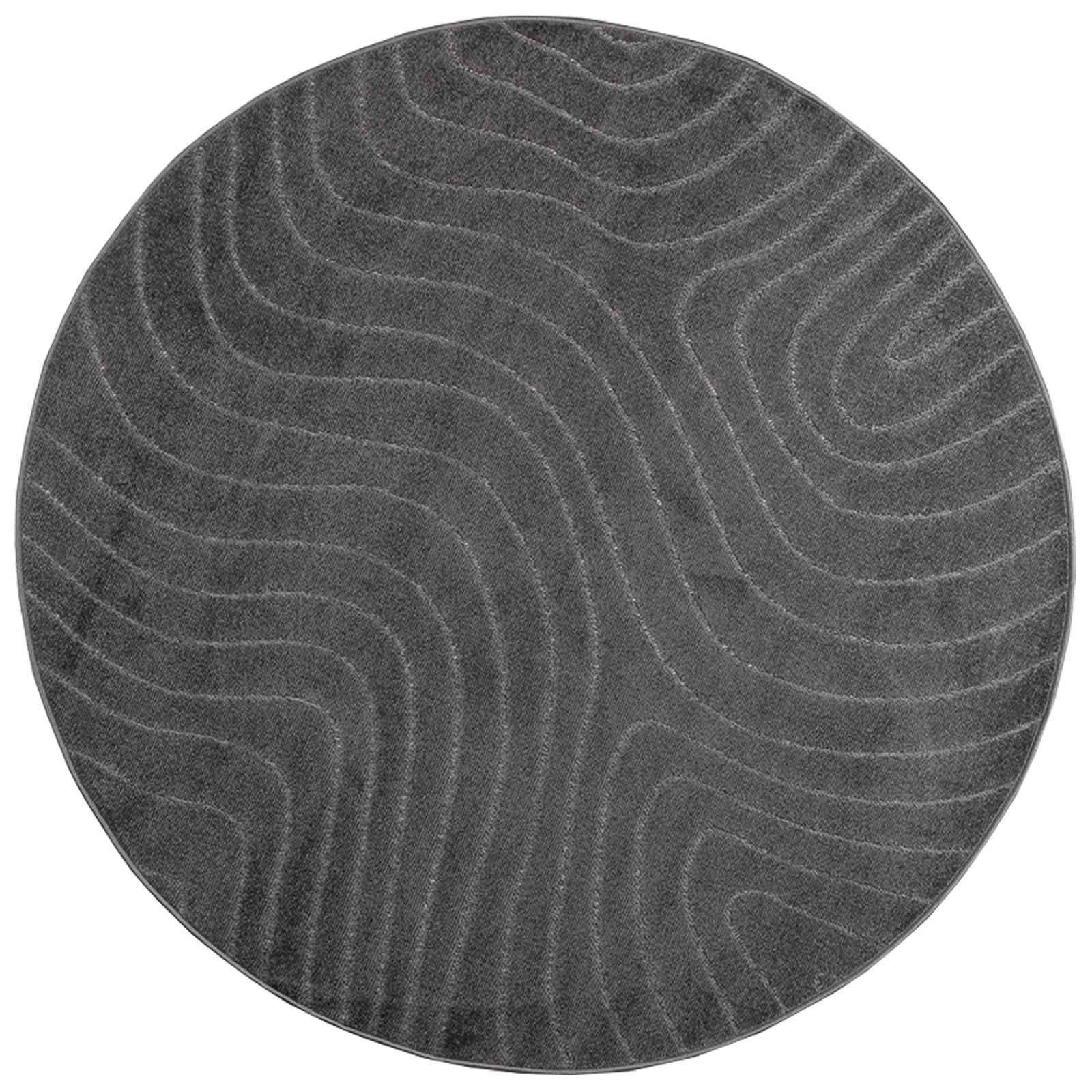 Vloerkleden Rond PALMERAS Antraciet Ø 120 CM Polyester is nu te koop bij PeponiXL, paradijselijk wonen!