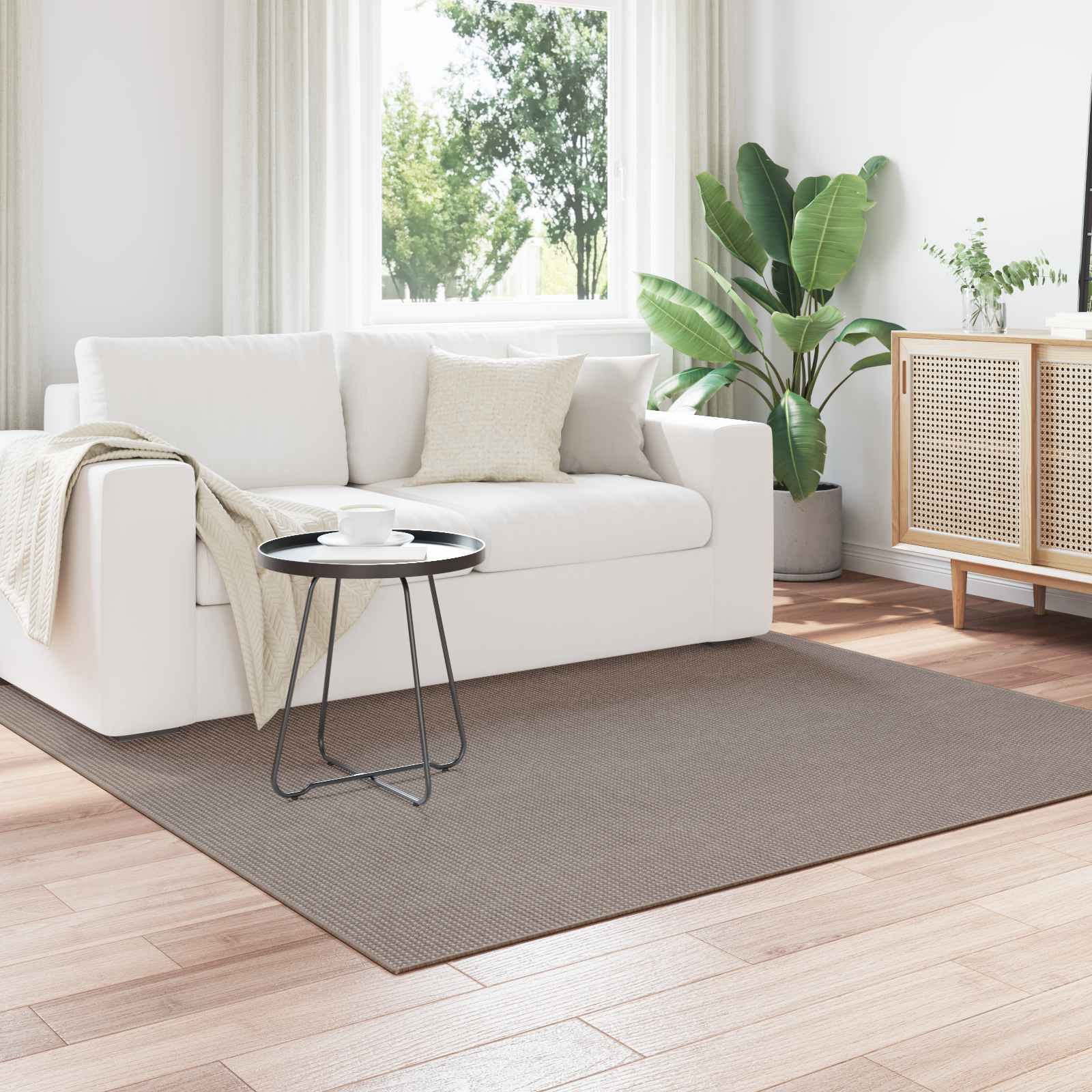Vloerkleden Vierkant LUGO Taupe 200 x 200 cm Polyester is nu te koop bij PeponiXL, paradijselijk wonen!