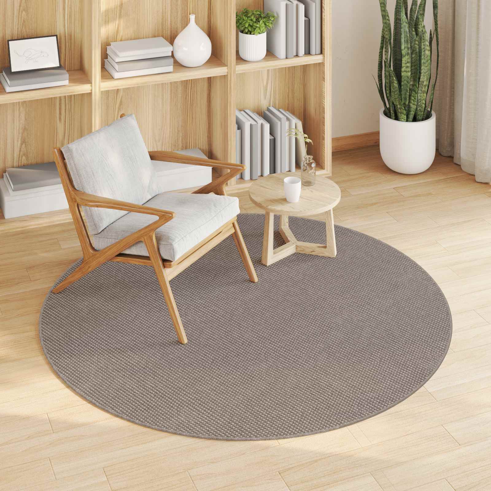Vloerkleden Rond LUGO Taupe Ø 120 CM Polyester is nu te koop bij PeponiXL, paradijselijk wonen!