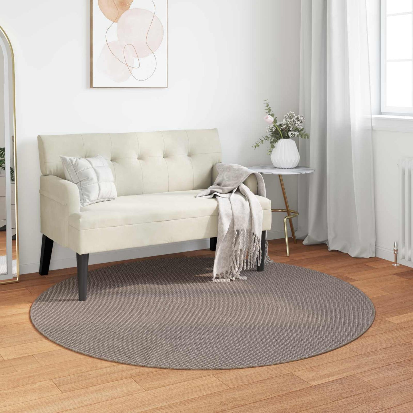 Vloerkleden Rond LUGO Taupe Ø 160 CM Polyester is nu te koop bij PeponiXL, paradijselijk wonen!
