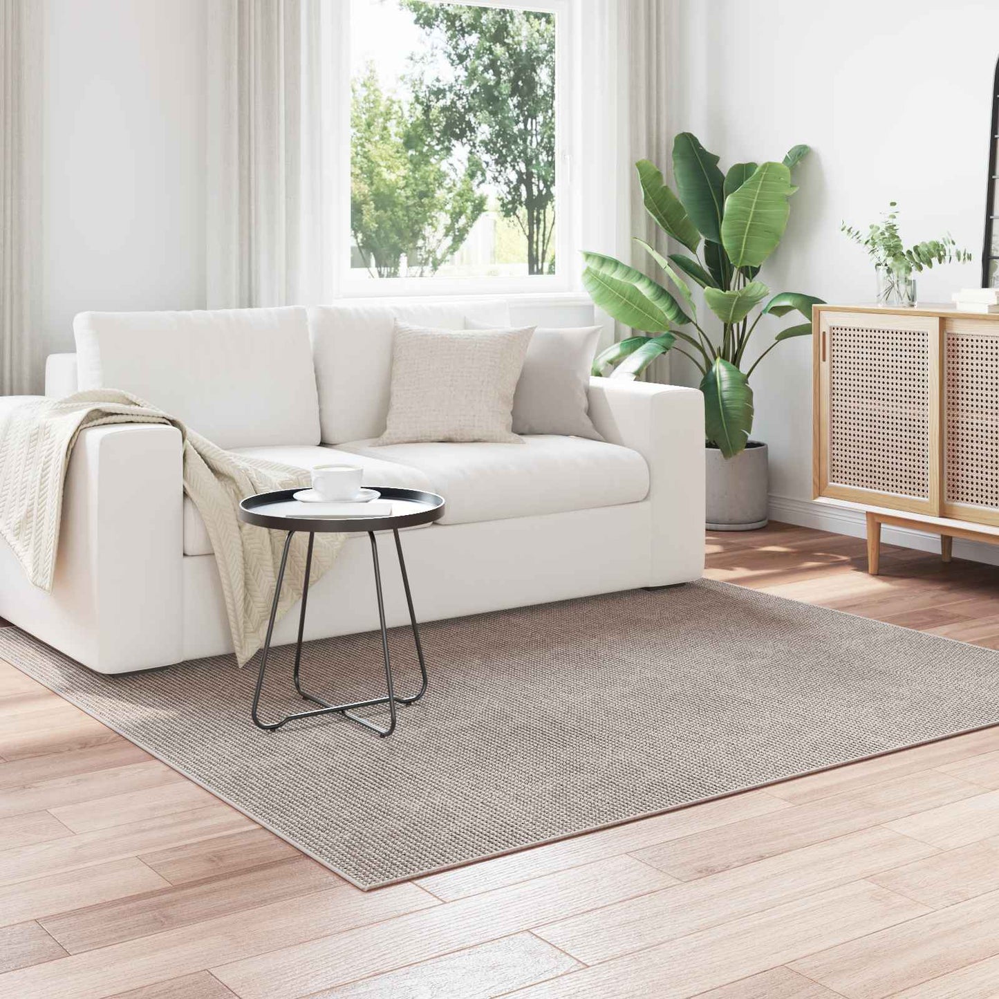 Vloerkleden Vierkant LUGO Crème en Taupe 120 x 120 cm Polyester is nu te koop bij PeponiXL, paradijselijk wonen!