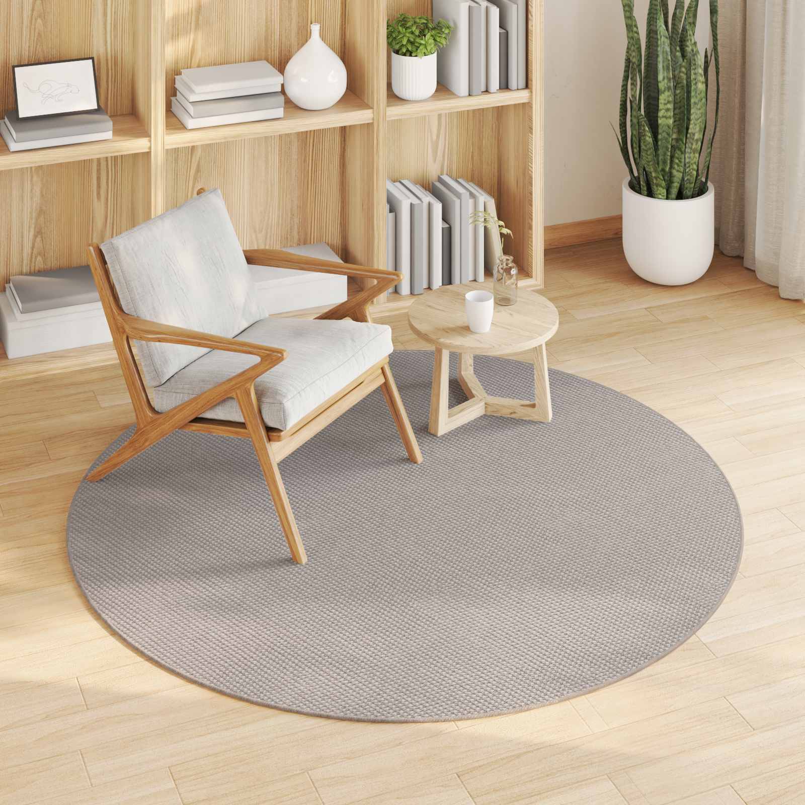 Vloerkleden Rond LUGO Crème en Taupe Ø 120 CM Polyester is nu te koop bij PeponiXL, paradijselijk wonen!