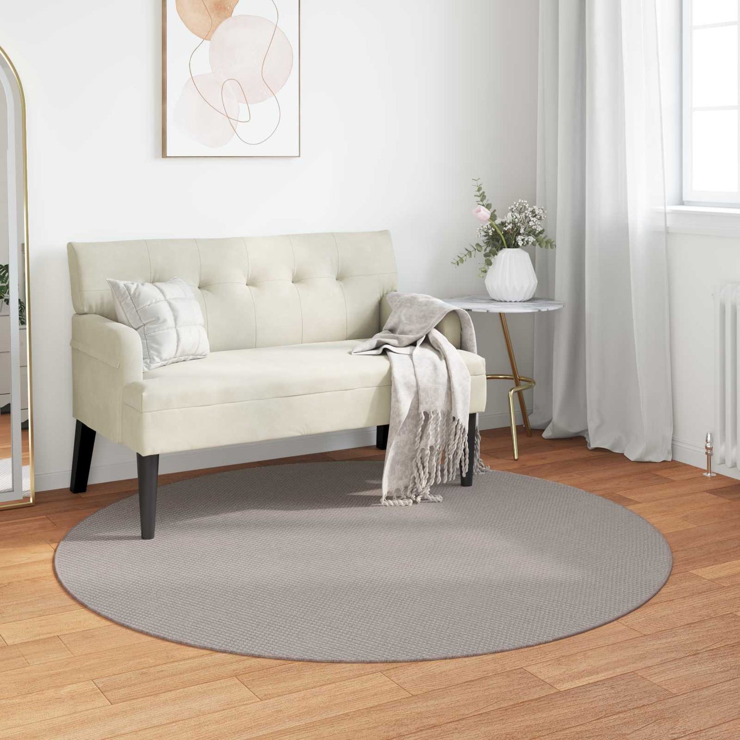 Vloerkleden Rond LUGO Crème en Taupe Ø 160 CM Polyester is nu te koop bij PeponiXL, paradijselijk wonen!