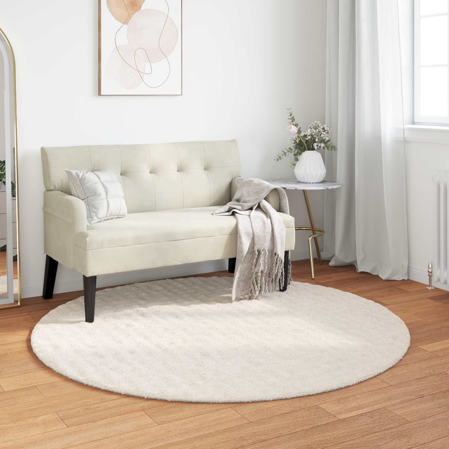 Vloerkleden Rond SIROLO Crème Ø 120 CM Polyester is nu te koop bij PeponiXL, paradijselijk wonen!