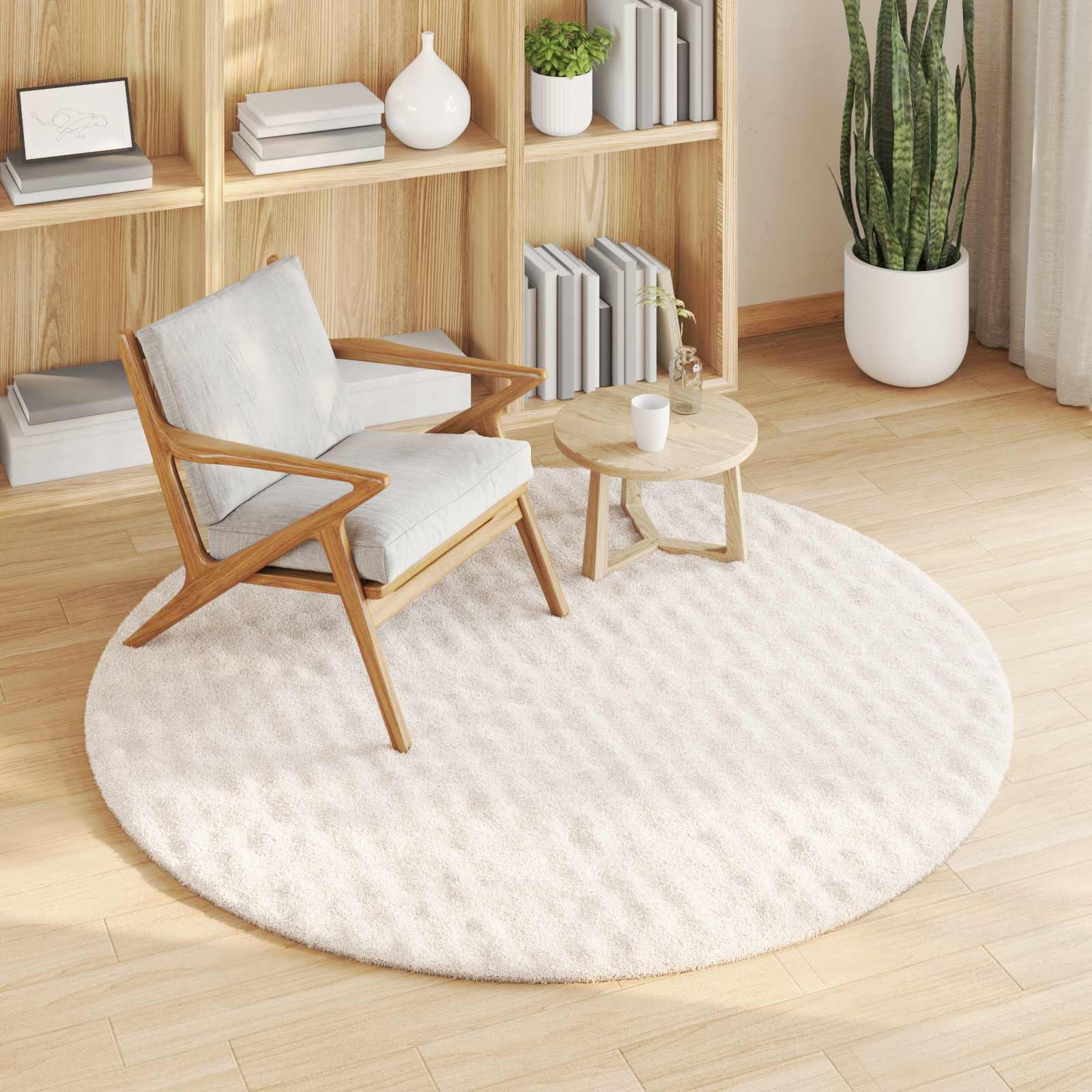 Vloerkleden Rond SIROLO Crème Ø 120 CM Polyester is nu te koop bij PeponiXL, paradijselijk wonen!