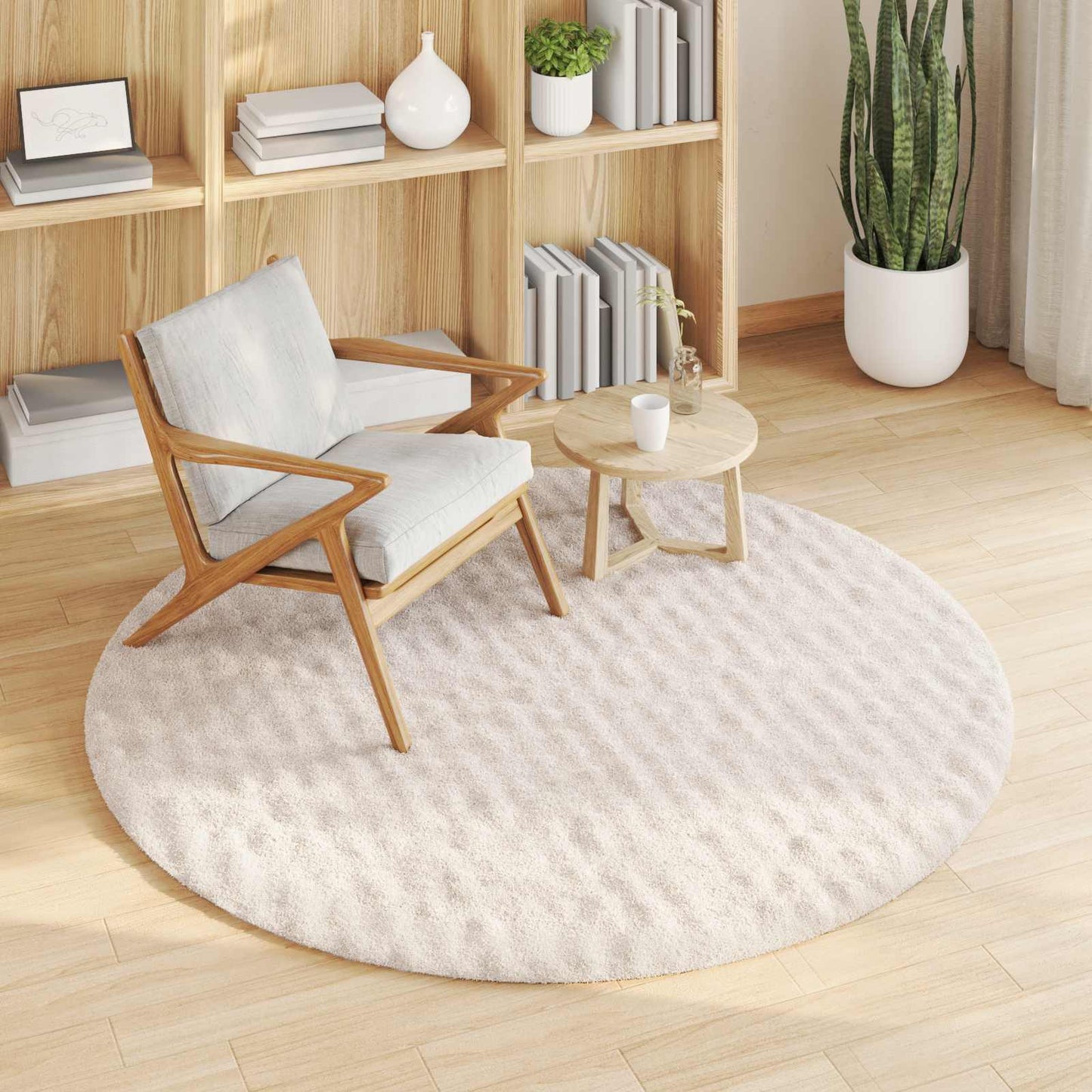 Vloerkleden Rond SIROLO Beige Ø 200 CM Polyester is nu te koop bij PeponiXL, paradijselijk wonen!