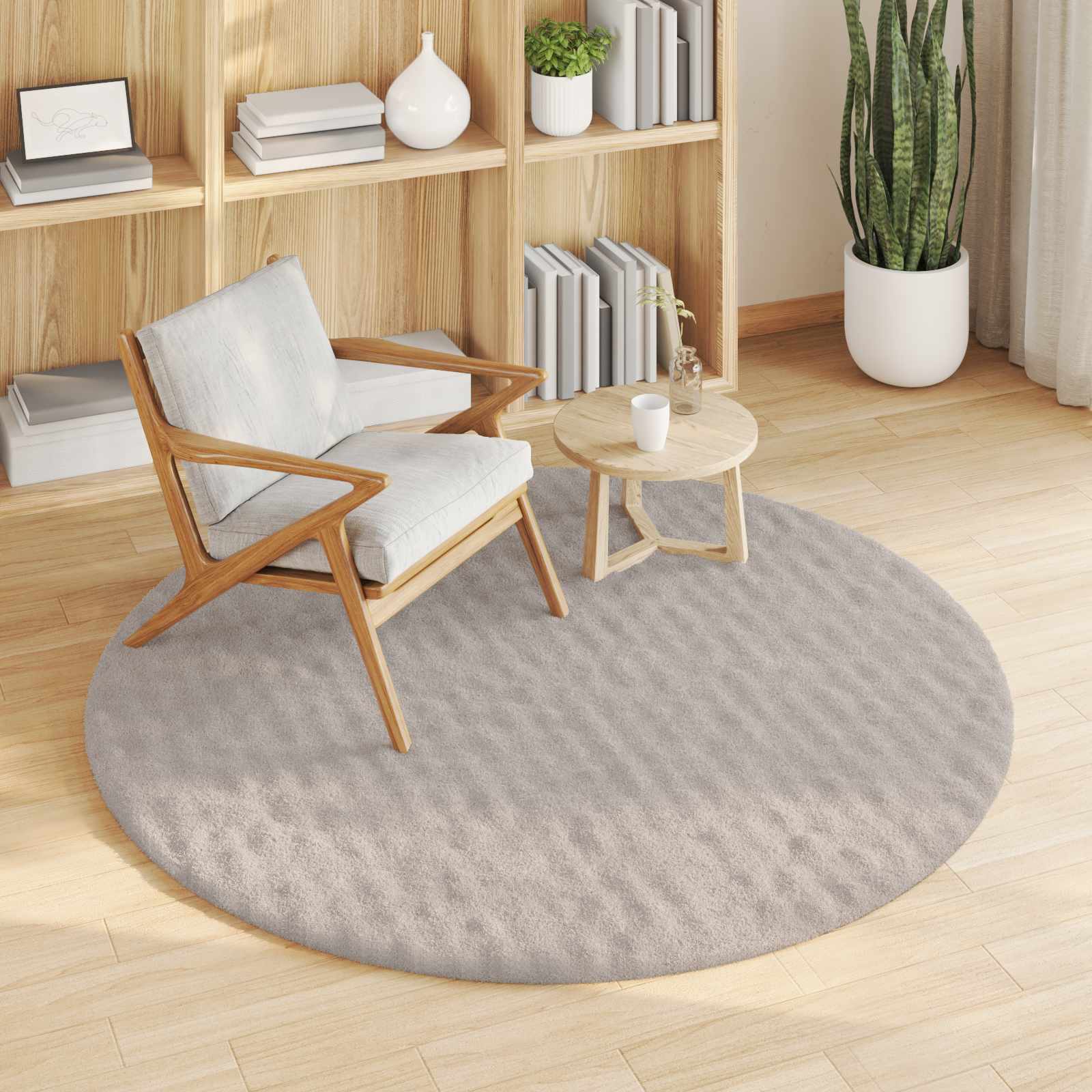 Vloerkleden Rond SIROLO Zand Ø 120 CM Polyester is nu te koop bij PeponiXL, paradijselijk wonen!