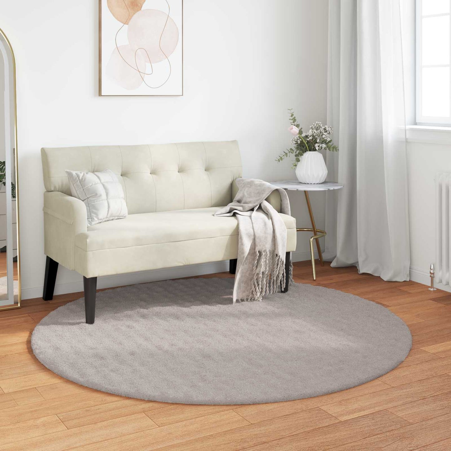 Vloerkleden Rond SIROLO Zand Ø 160 CM Polyester is nu te koop bij PeponiXL, paradijselijk wonen!