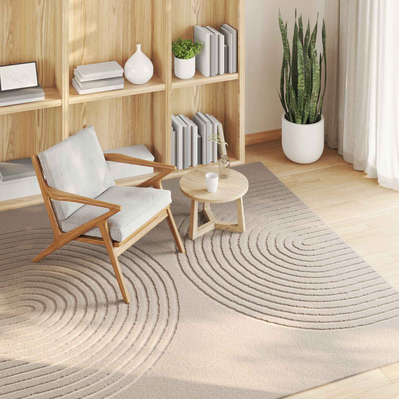 Vloerkleden Vierkant GALATI Beige 120 x 120 cm Polyester is nu te koop bij PeponiXL, paradijselijk wonen!