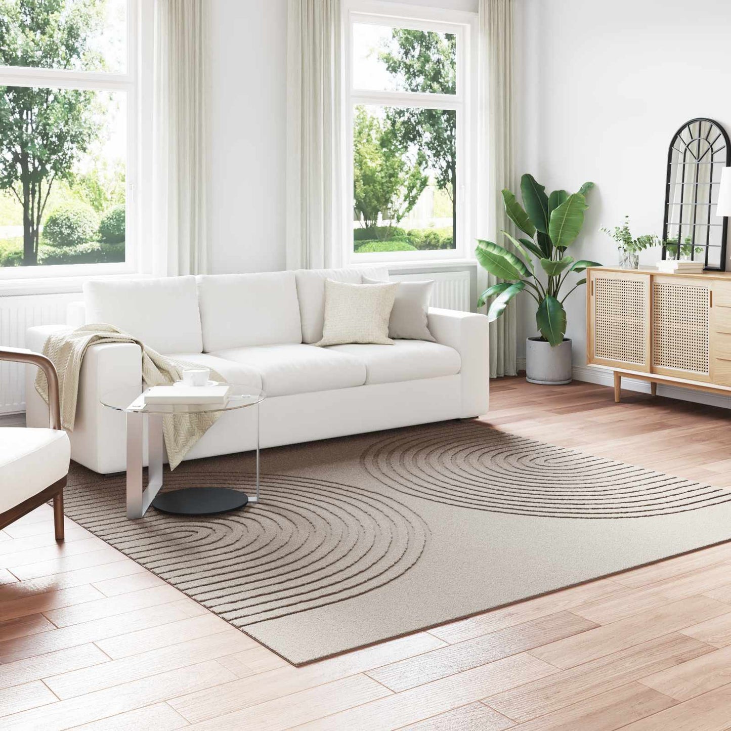 Vloerkleden Vierkant GALATI Beige 240 x 240 cm Polyester is nu te koop bij PeponiXL, paradijselijk wonen!