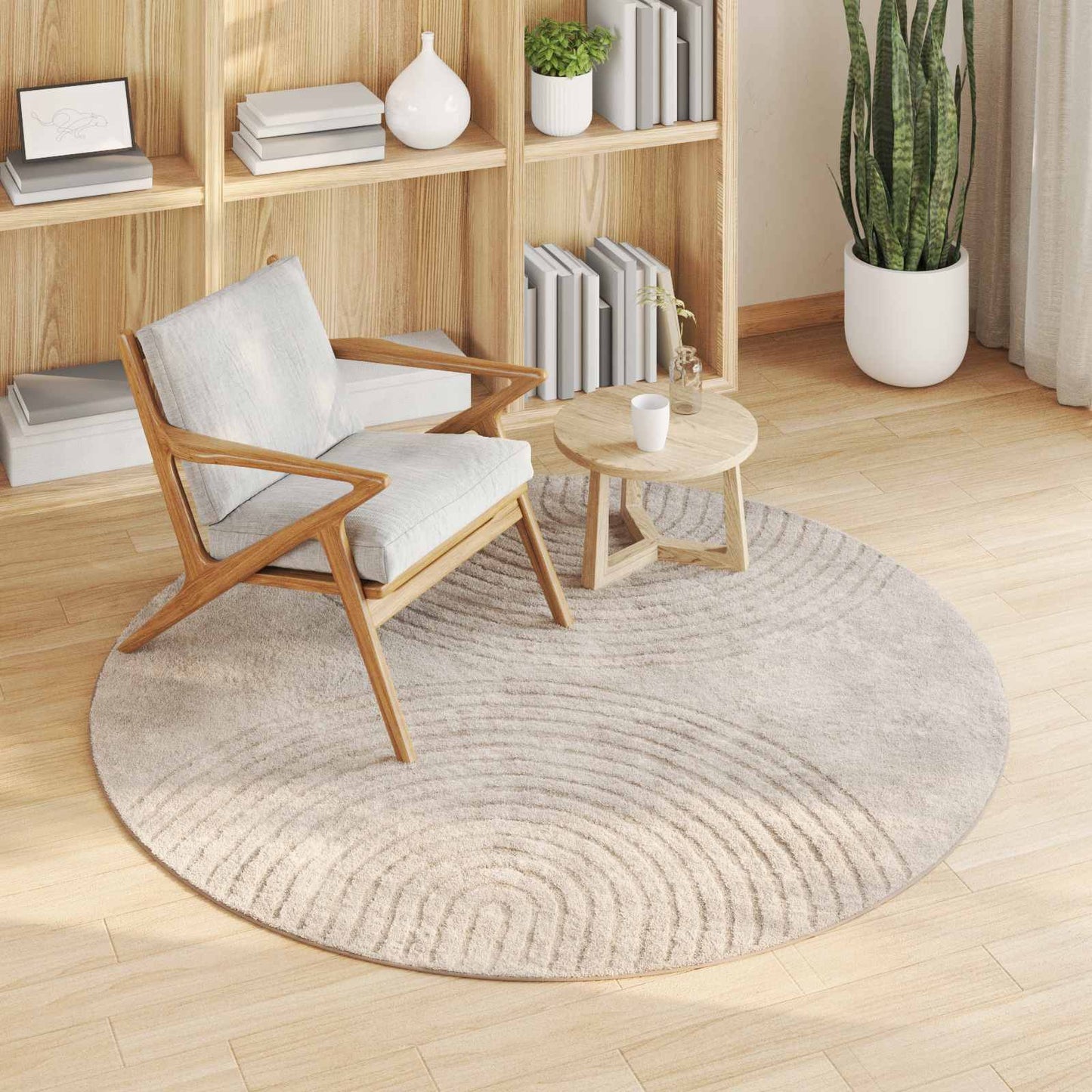 Vloerkleden Rond GALATI Beige Ø 200 CM Polyester is nu te koop bij PeponiXL, paradijselijk wonen!