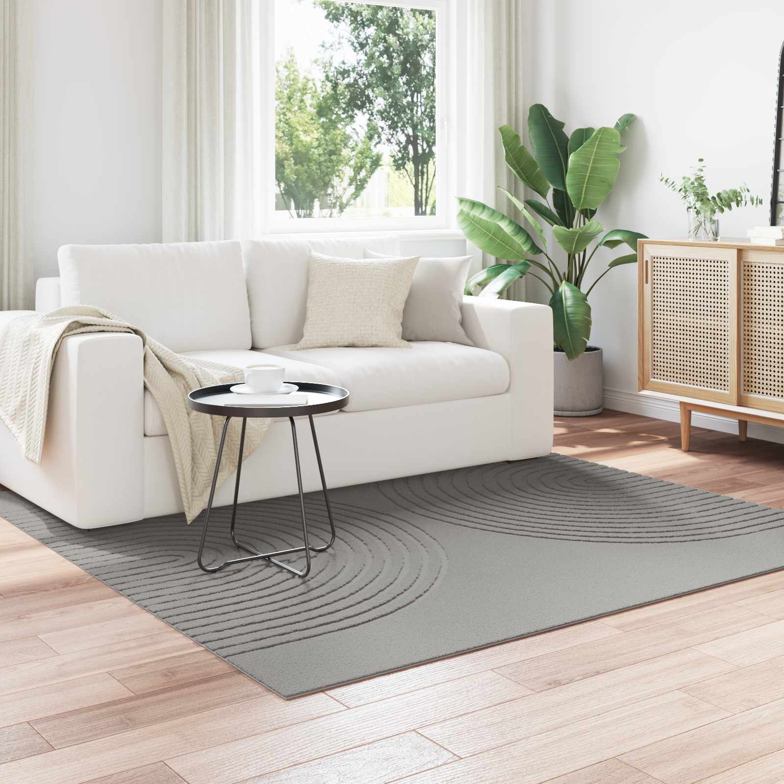 Vloerkleden Vierkant GALATI Grijs 200 x 200 cm Polyester is nu te koop bij PeponiXL, paradijselijk wonen!