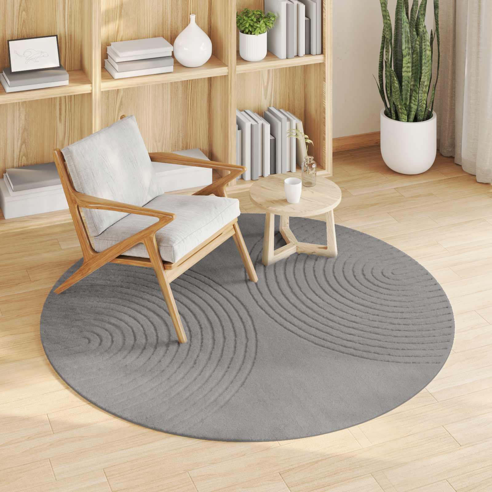 Vloerkleden Rond GALATI Grijs Ø 160 CM Polyester is nu te koop bij PeponiXL, paradijselijk wonen!
