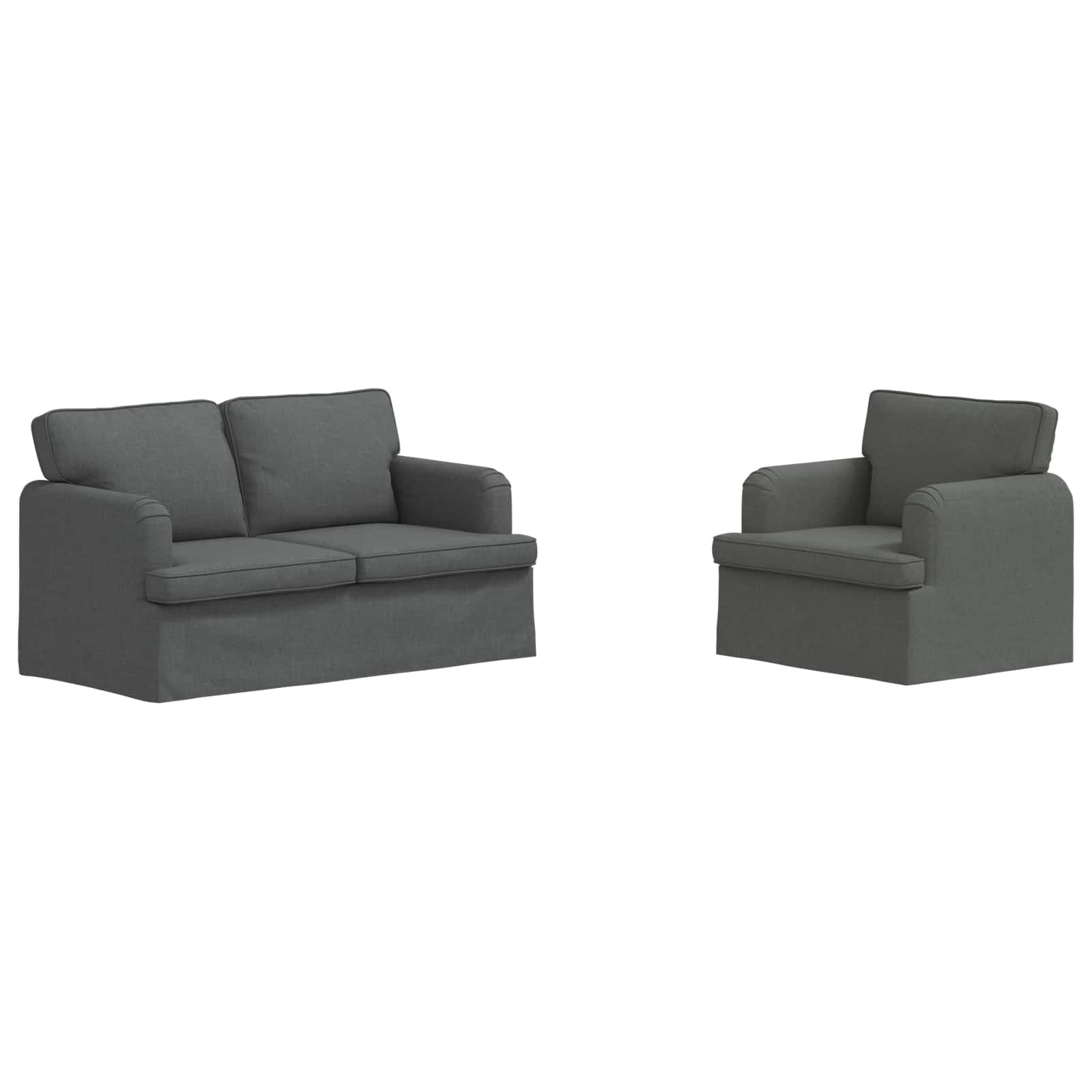 Bankstel 2 pcs Donkergrijs 144 x 80 x 85 cm Stof is nu te koop bij PeponiXL, paradijselijk wonen!