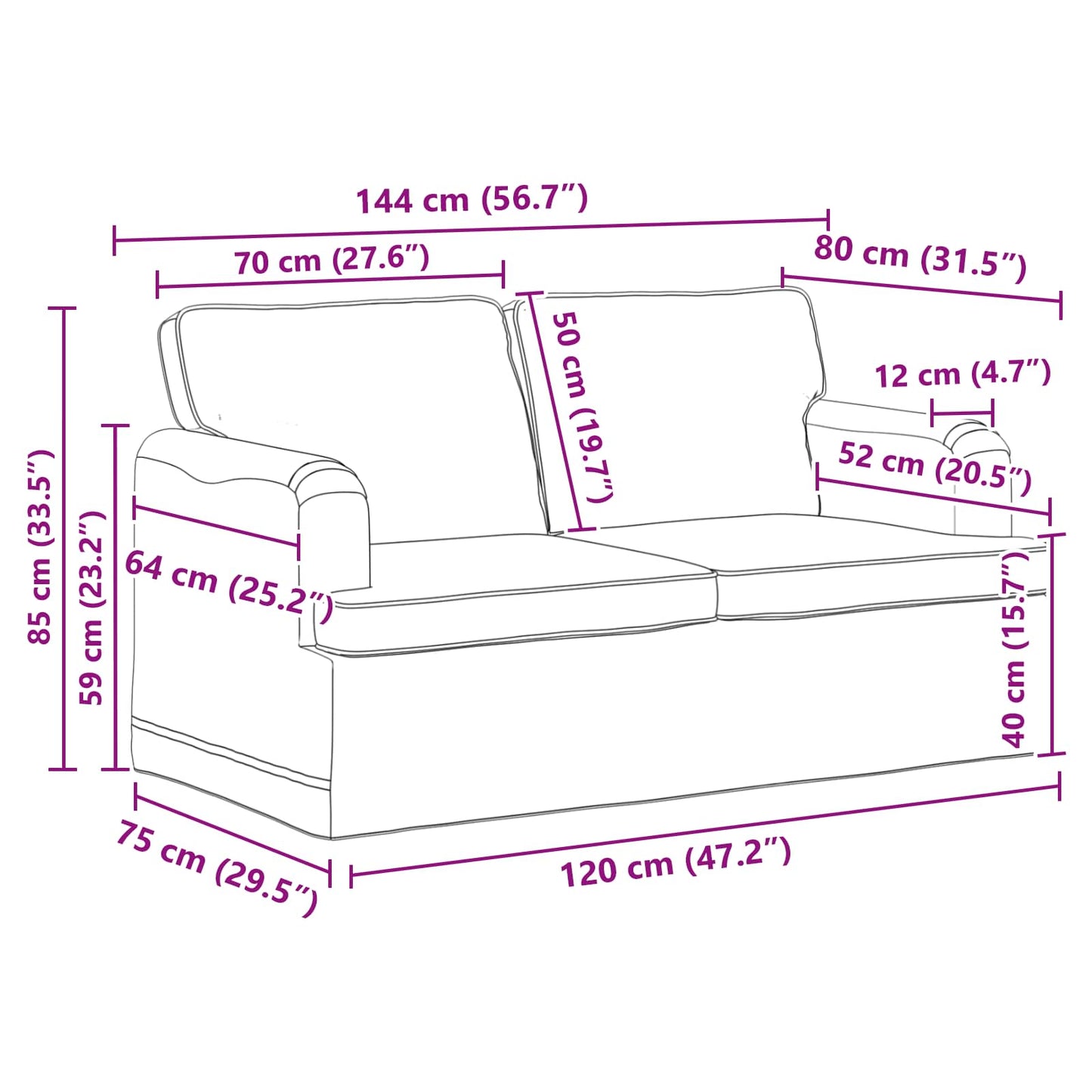Bankstel 2 pcs Donkergrijs 144 x 80 x 85 cm Stof is nu te koop bij PeponiXL, paradijselijk wonen!