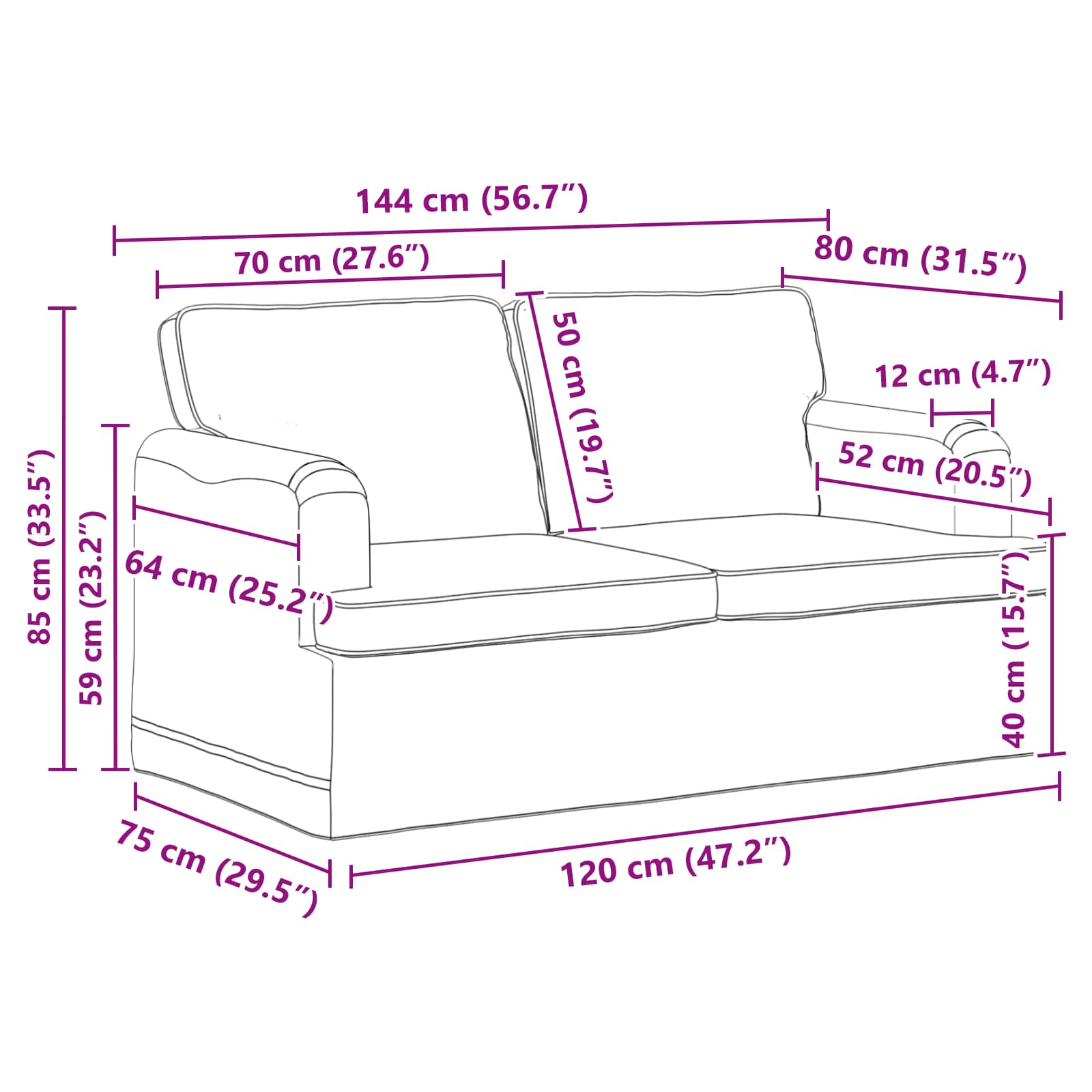 Bankstel 2 pcs Donkergrijs 144 x 80 x 85 cm Stof is nu te koop bij PeponiXL, paradijselijk wonen!