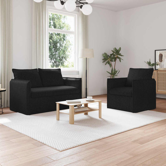 Bankstel 2 pcs Zwart 136 x 82 x 85 cm Stof is nu te koop bij PeponiXL, paradijselijk wonen!