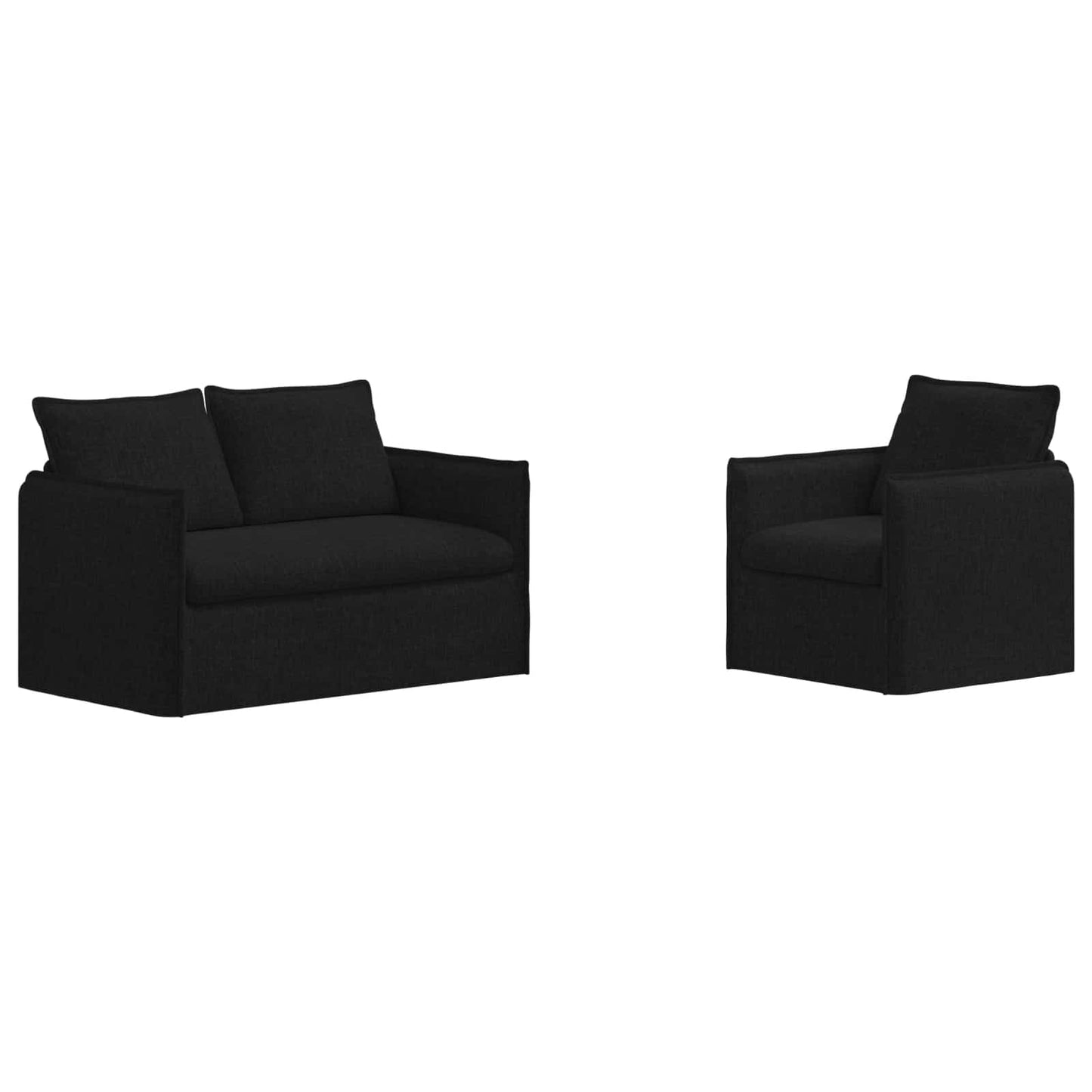 Bankstel 2 pcs Zwart 136 x 82 x 85 cm Stof is nu te koop bij PeponiXL, paradijselijk wonen!