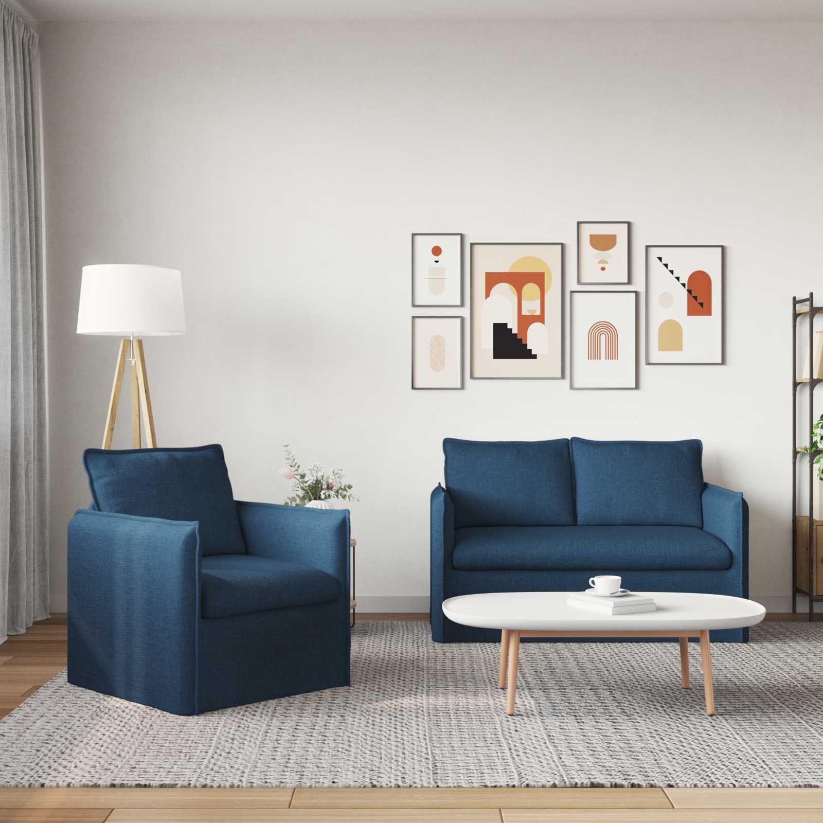 Bankstel 2 pcs Blauw 136 x 82 x 85 cm Stof is nu te koop bij PeponiXL, paradijselijk wonen!