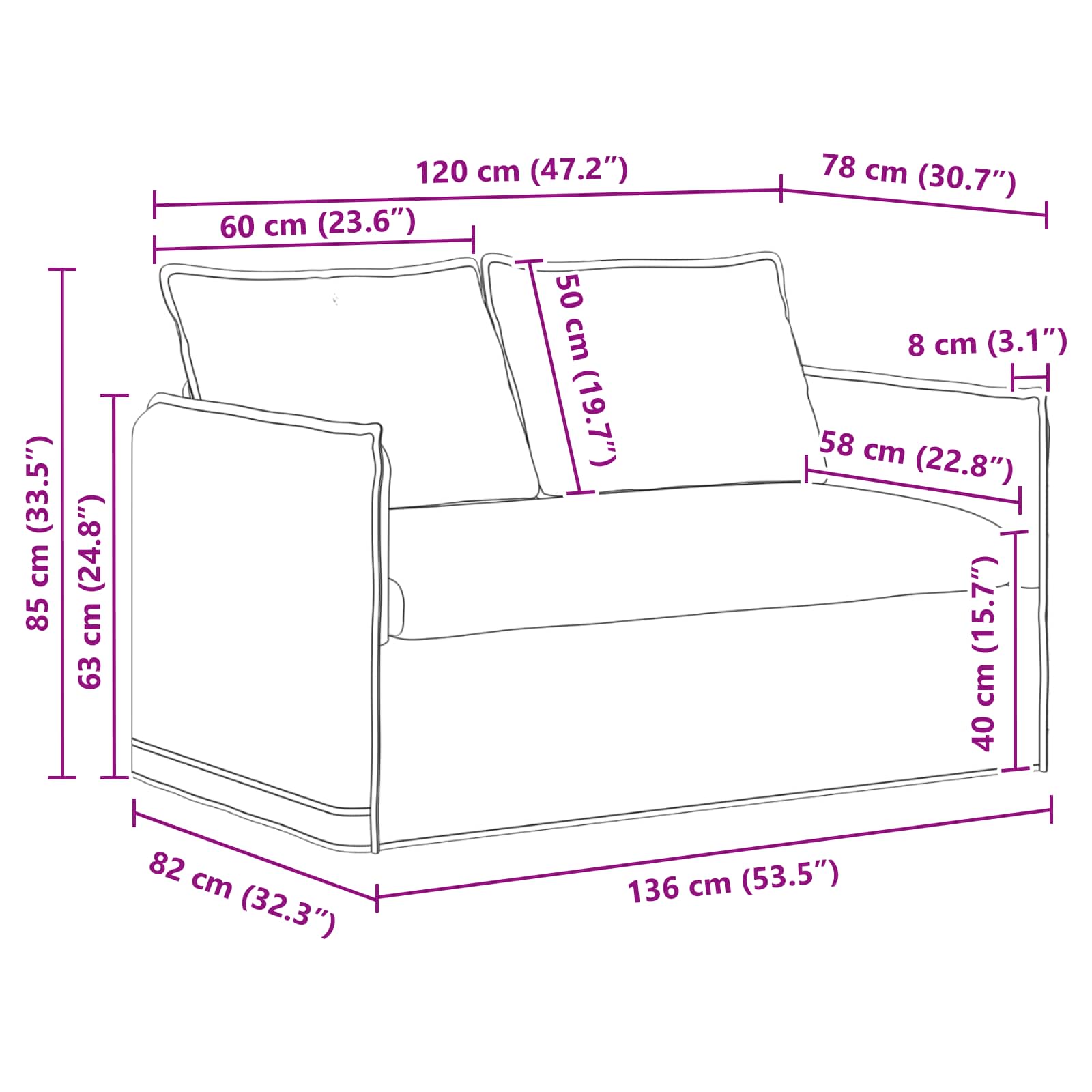 Bankstel 2 pcs Blauw 136 x 82 x 85 cm Stof is nu te koop bij PeponiXL, paradijselijk wonen!