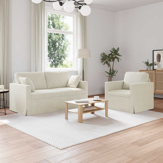 Bankstel 2 pcs Crème 158 x 78 x 80 cm Fluweel is nu te koop bij PeponiXL, paradijselijk wonen!