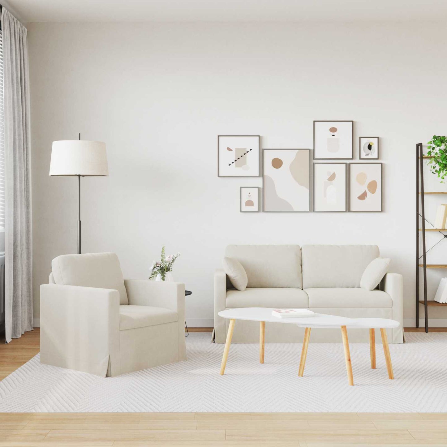 Bankstel 2 pcs Crème 158 x 78 x 80 cm Fluweel is nu te koop bij PeponiXL, paradijselijk wonen!