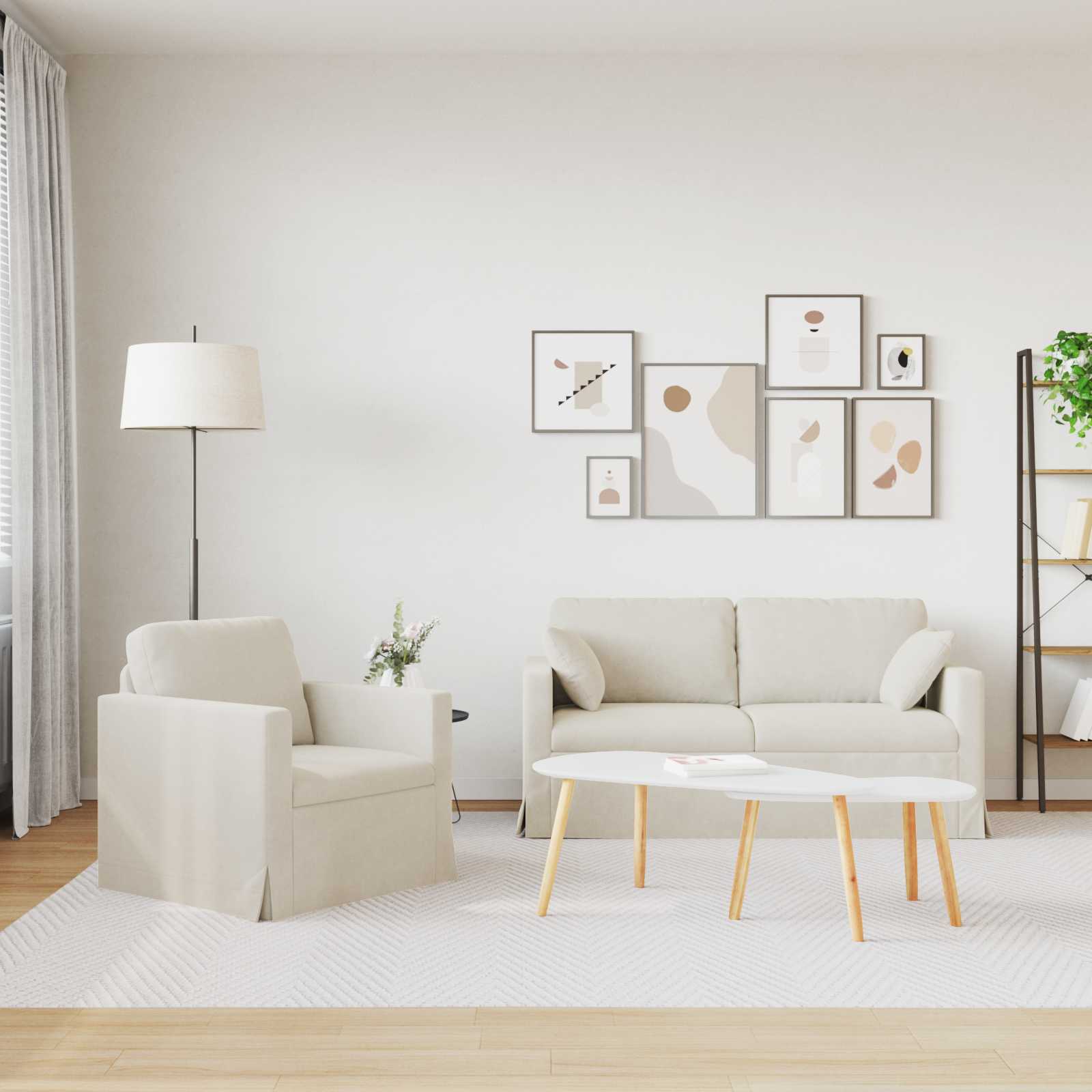 Bankstel 2 pcs Crème 158 x 78 x 80 cm Fluweel is nu te koop bij PeponiXL, paradijselijk wonen!