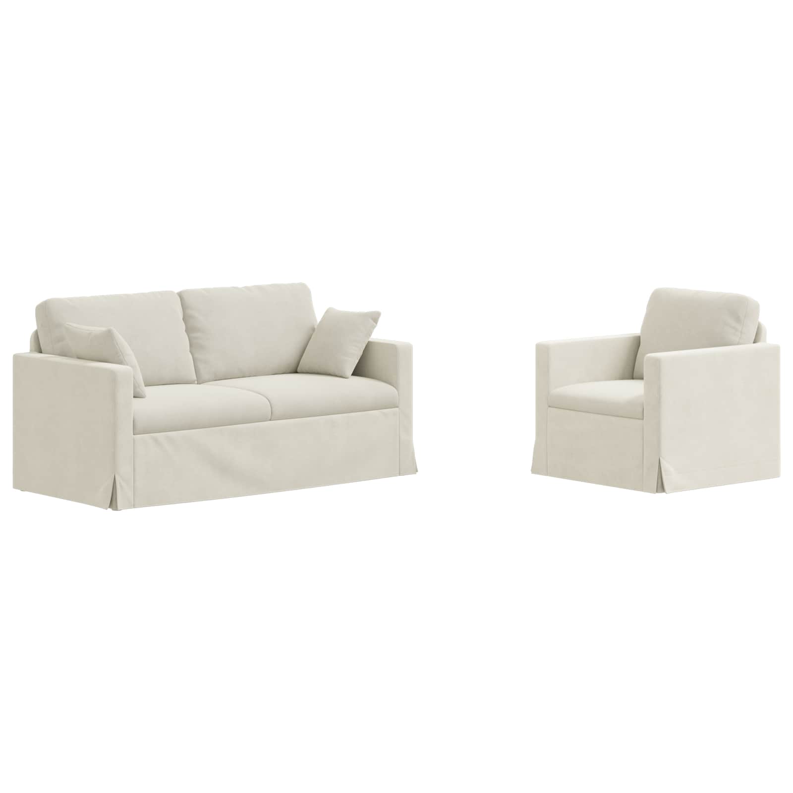 Bankstel 2 pcs Crème 158 x 78 x 80 cm Fluweel is nu te koop bij PeponiXL, paradijselijk wonen!