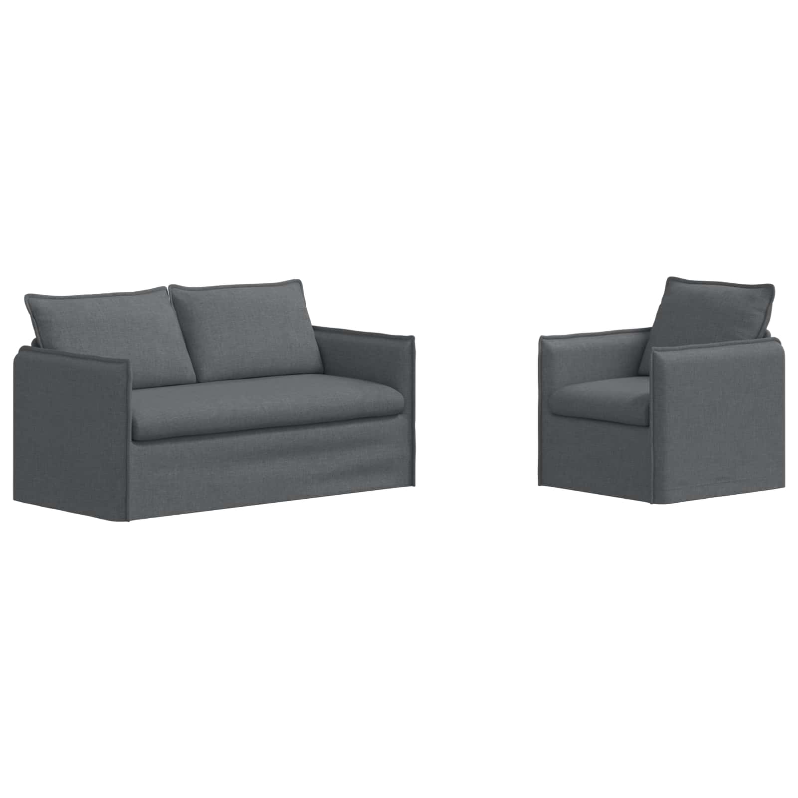 Bankstel 2 pcs Donkergrijs 156 x 82 x 85 cm Stof is nu te koop bij PeponiXL, paradijselijk wonen!