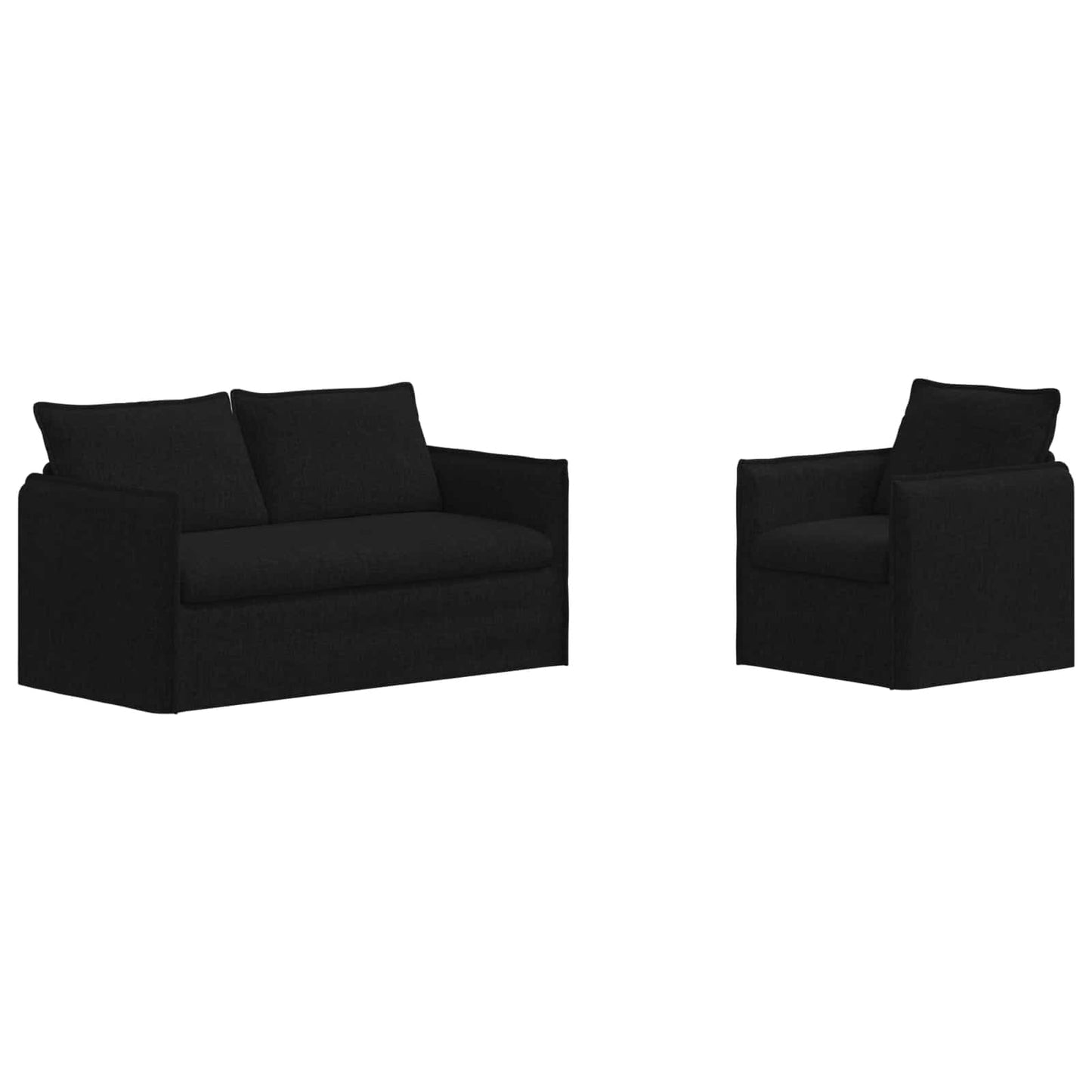 Bankstel 2 pcs Zwart 156 x 82 x 85 cm Stof is nu te koop bij PeponiXL, paradijselijk wonen!
