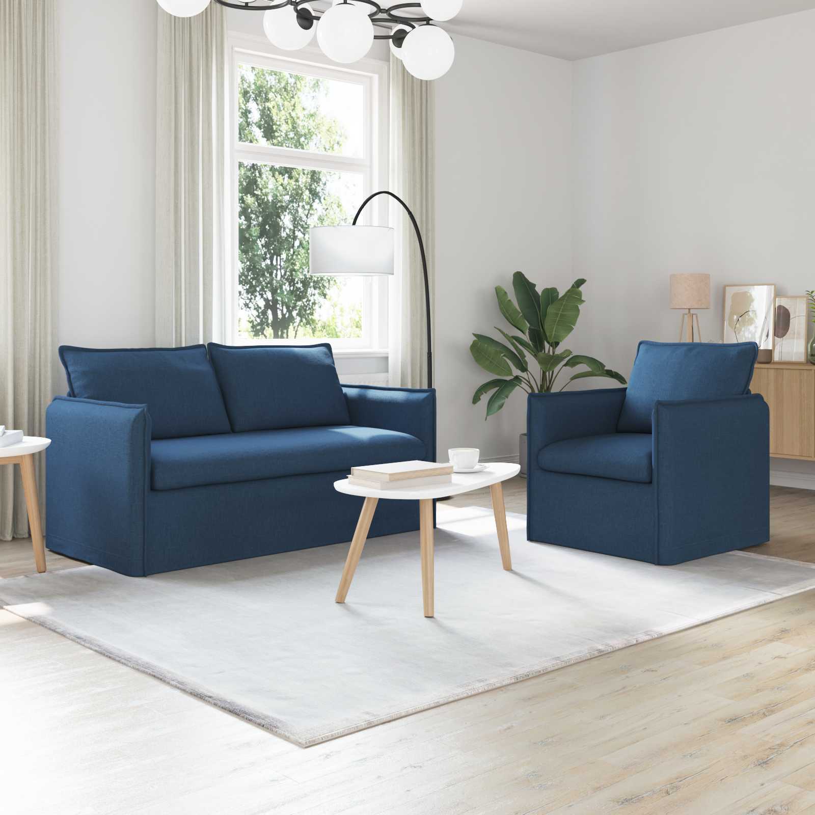 Bankstel 2 pcs Blauw 156 x 82 x 85 cm Stof is nu te koop bij PeponiXL, paradijselijk wonen!