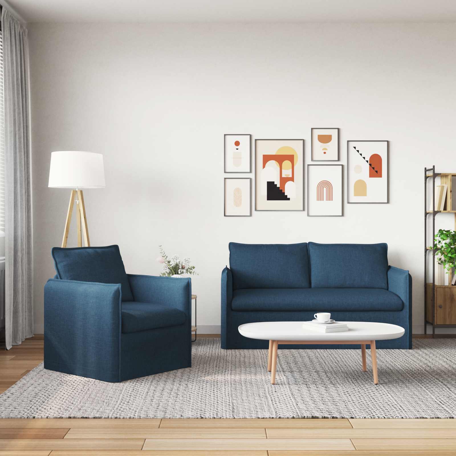 Bankstel 2 pcs Blauw 156 x 82 x 85 cm Stof is nu te koop bij PeponiXL, paradijselijk wonen!