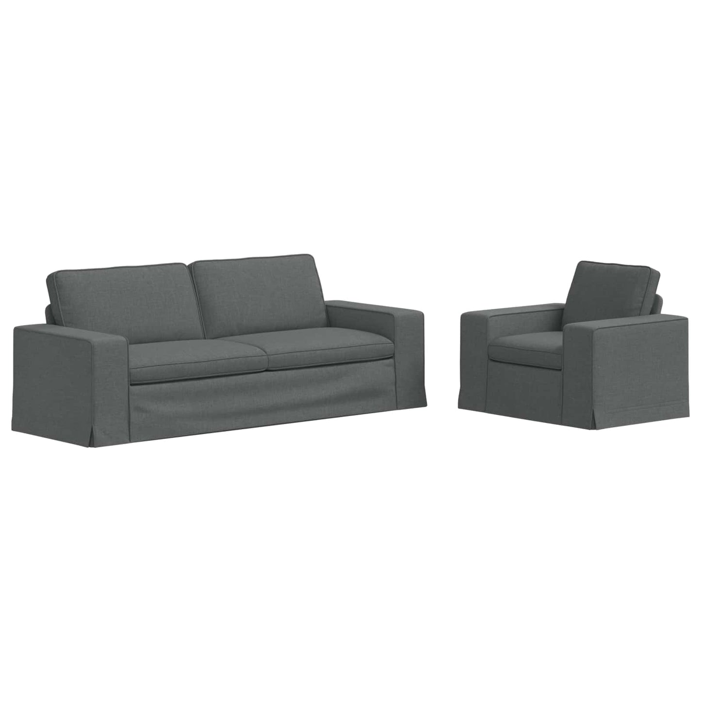Bankstel 2 pcs Donkergrijs 222 x 80 x 82 cm Stof is nu te koop bij PeponiXL, paradijselijk wonen!