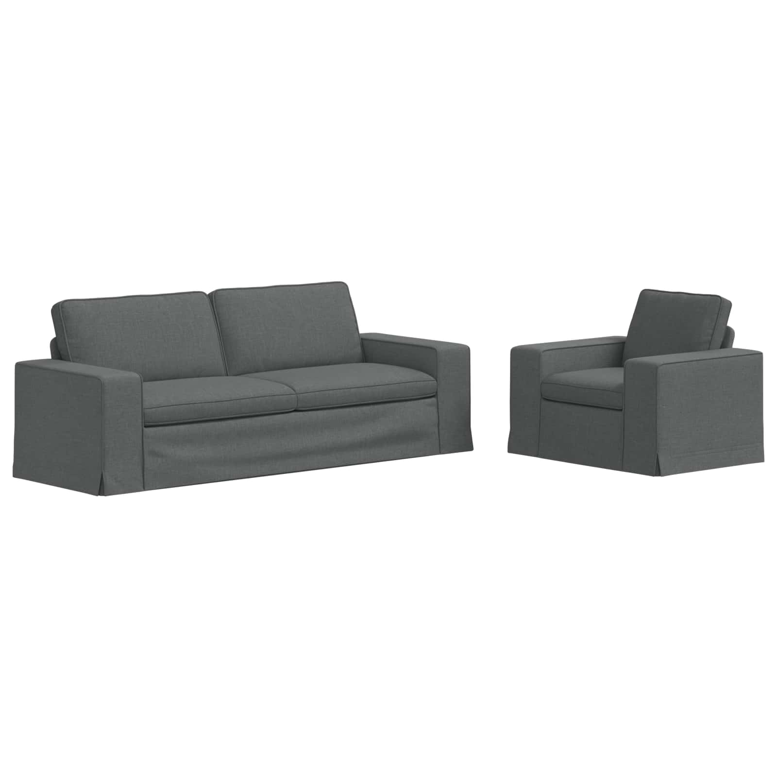 Bankstel 2 pcs Donkergrijs 222 x 80 x 82 cm Stof is nu te koop bij PeponiXL, paradijselijk wonen!