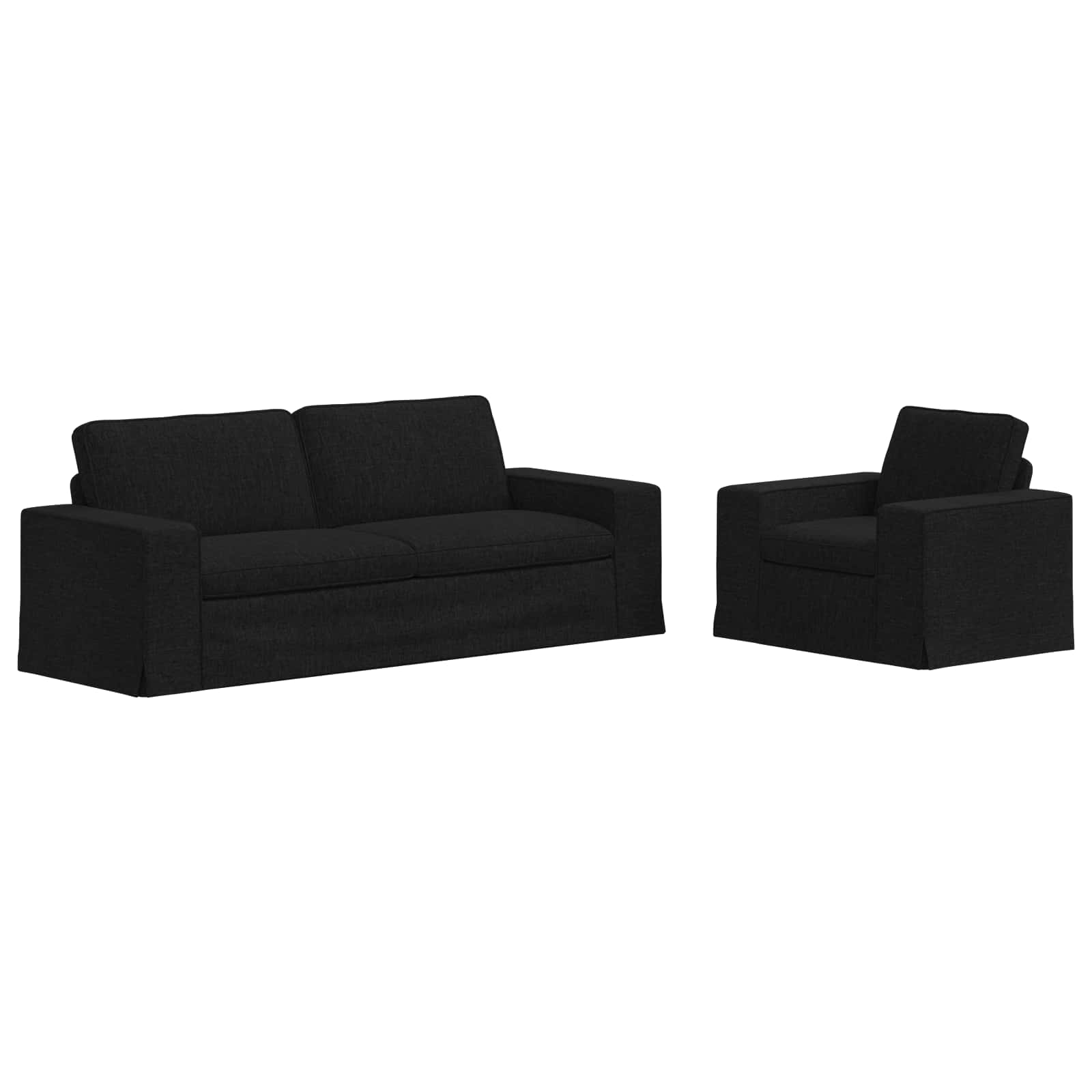 Bankstel 2 pcs Zwart 222 x 80 x 82 cm Stof is nu te koop bij PeponiXL, paradijselijk wonen!