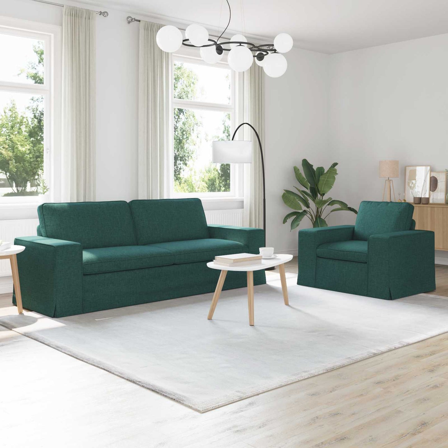 Bankstel 2 pcs Donkergroen 222 x 80 x 82 cm Stof is nu te koop bij PeponiXL, paradijselijk wonen!