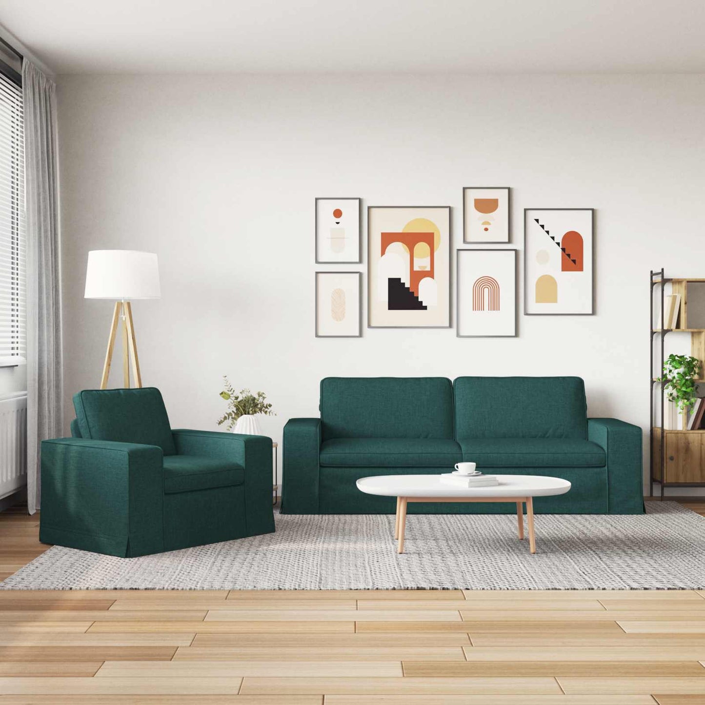 Bankstel 2 pcs Donkergroen 222 x 80 x 82 cm Stof is nu te koop bij PeponiXL, paradijselijk wonen!