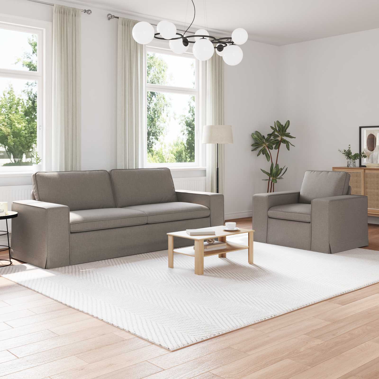 Bankstel 2 pcs Taupe 222 x 80 x 82 cm Stof is nu te koop bij PeponiXL, paradijselijk wonen!