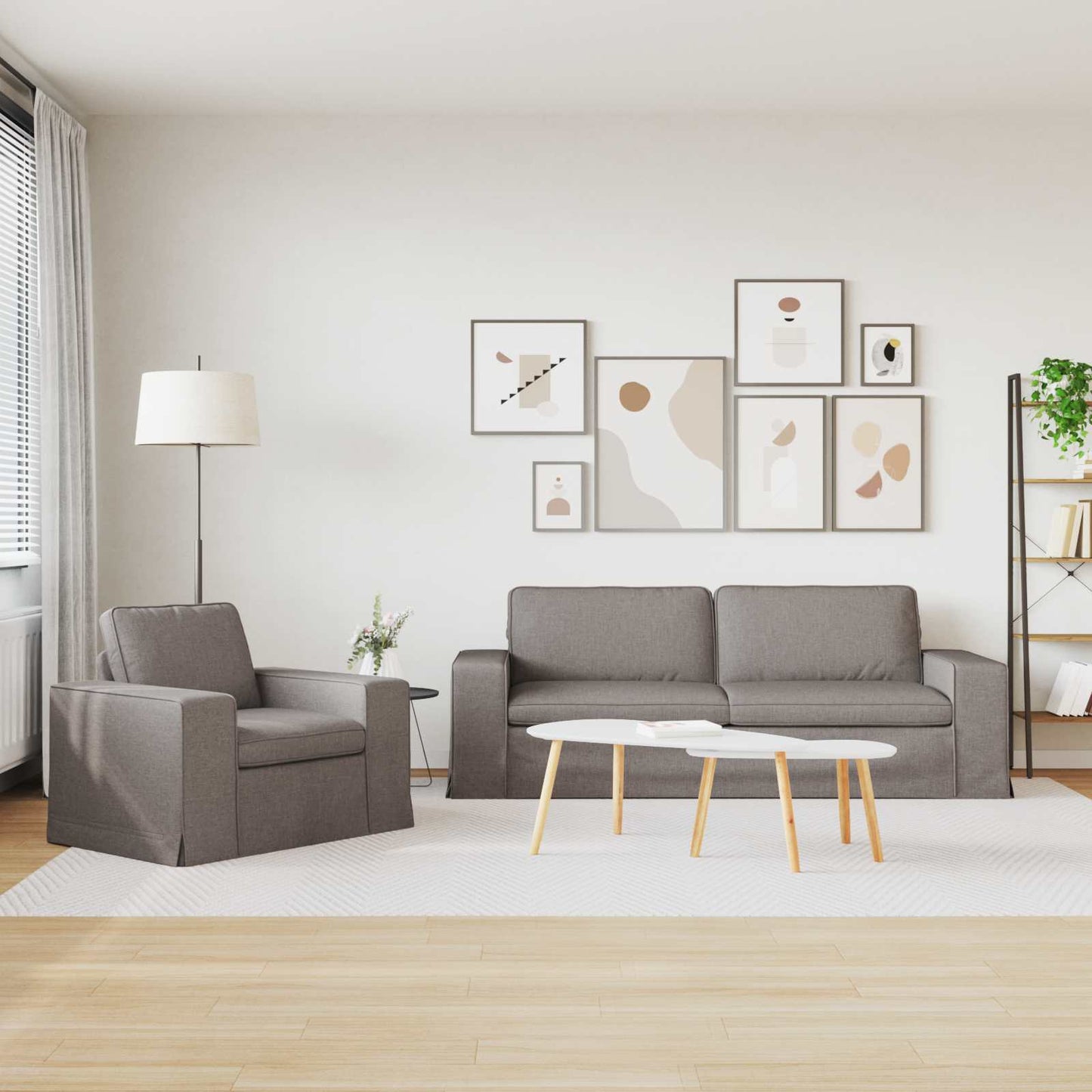 Bankstel 2 pcs Taupe 222 x 80 x 82 cm Stof is nu te koop bij PeponiXL, paradijselijk wonen!