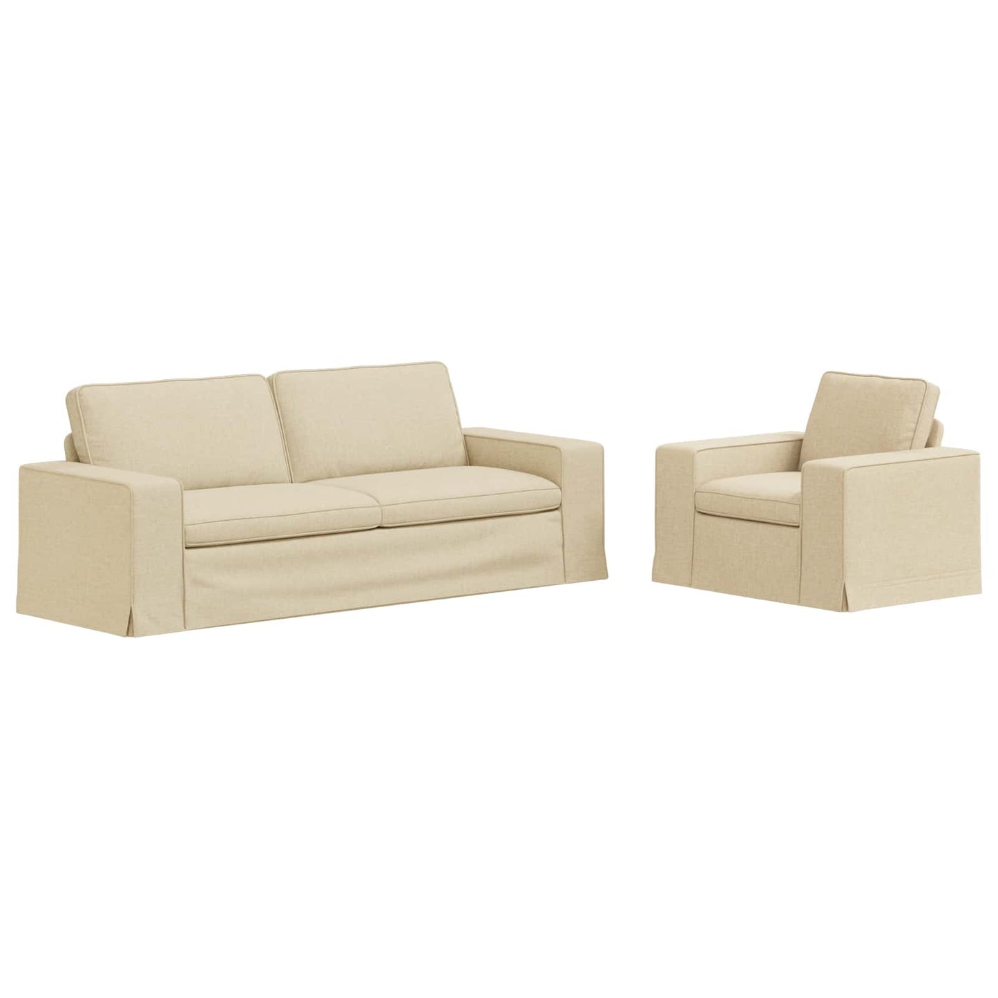 Bankstel 2 pcs Crème 222 x 80 x 82 cm Stof is nu te koop bij PeponiXL, paradijselijk wonen!