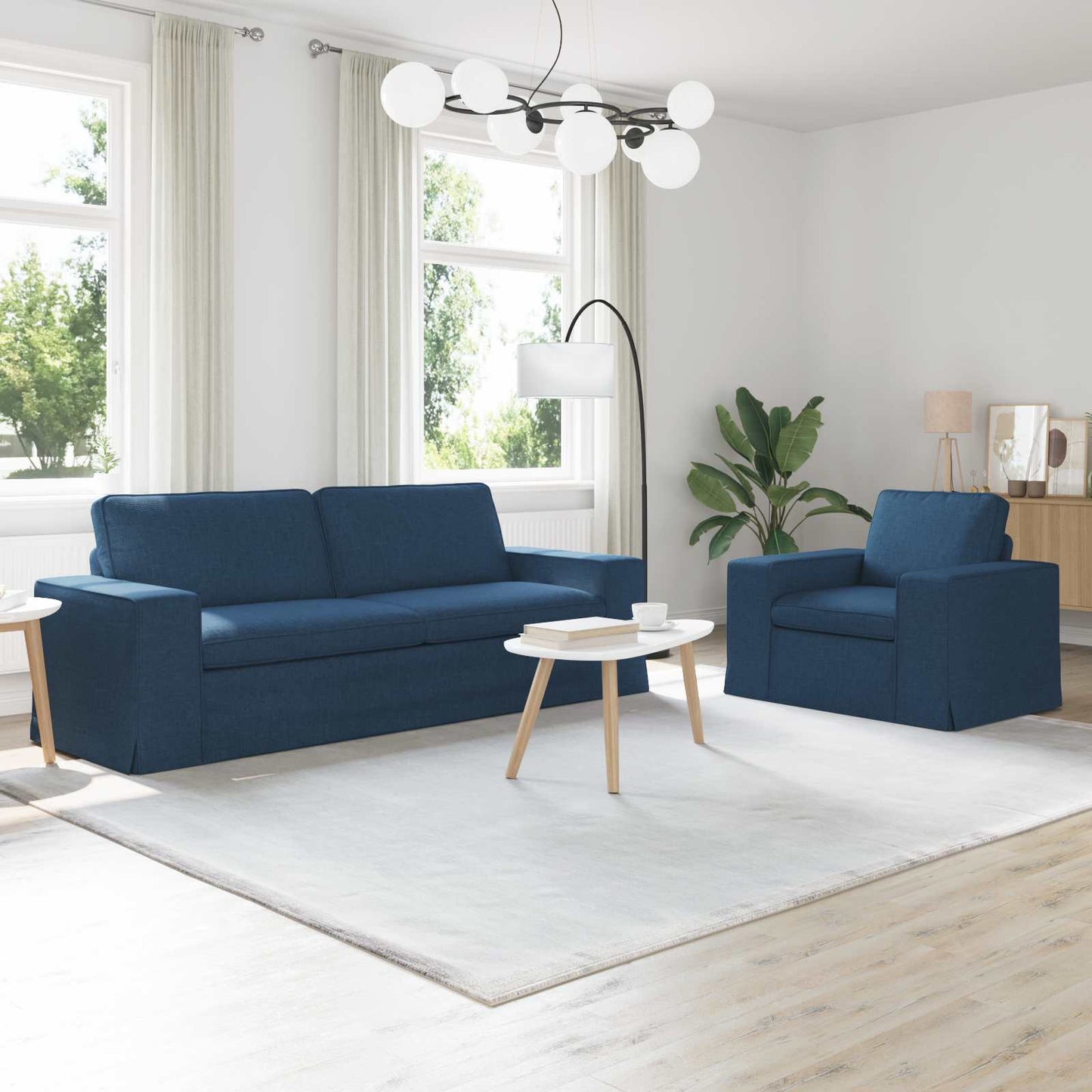 Bankstel 2 pcs Blauw 222 x 80 x 82 cm Stof is nu te koop bij PeponiXL, paradijselijk wonen!